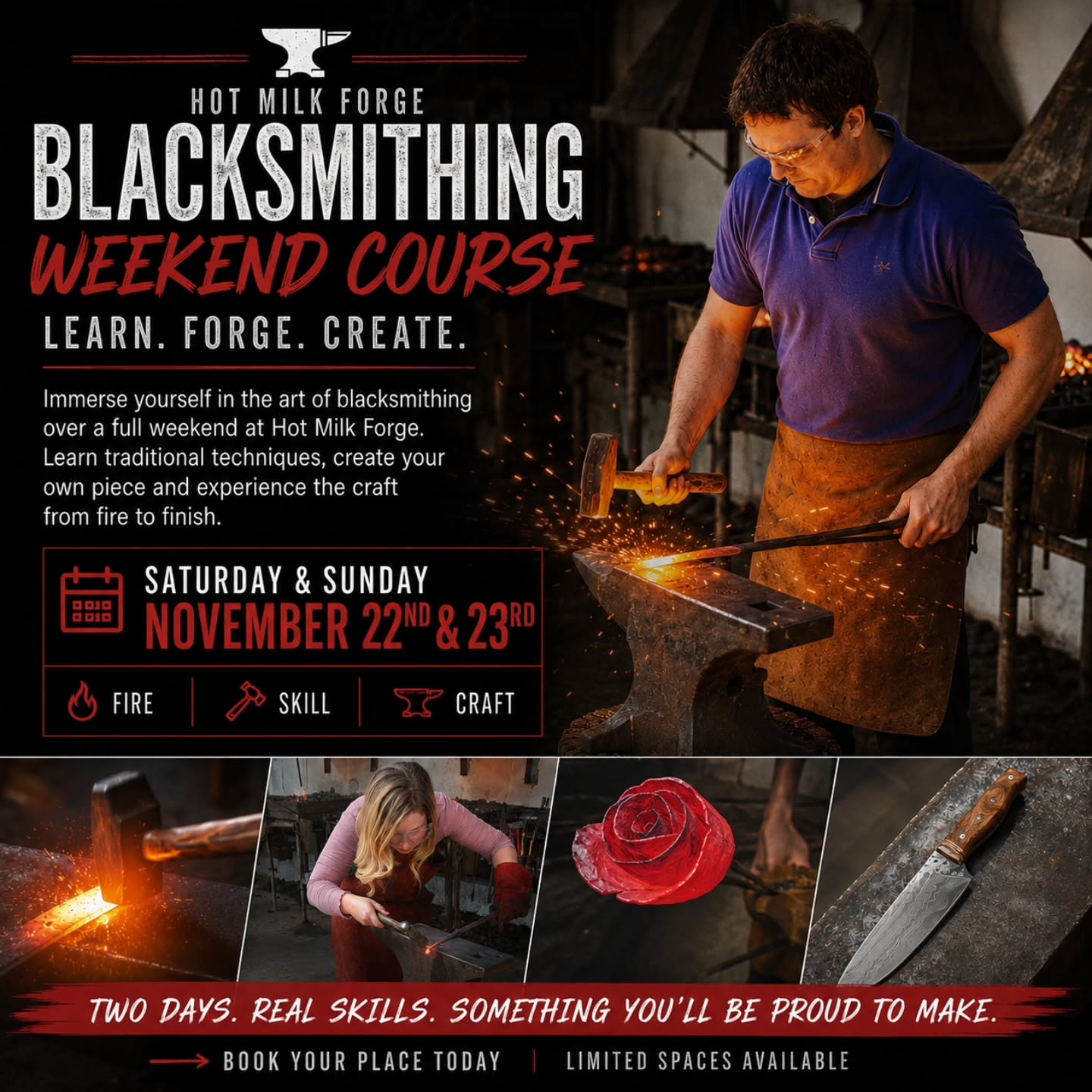 Just listed https://www.artistblacksmithschool.com/product-page/november-21st-22nd-blacksmithing-weekend-course-weekend