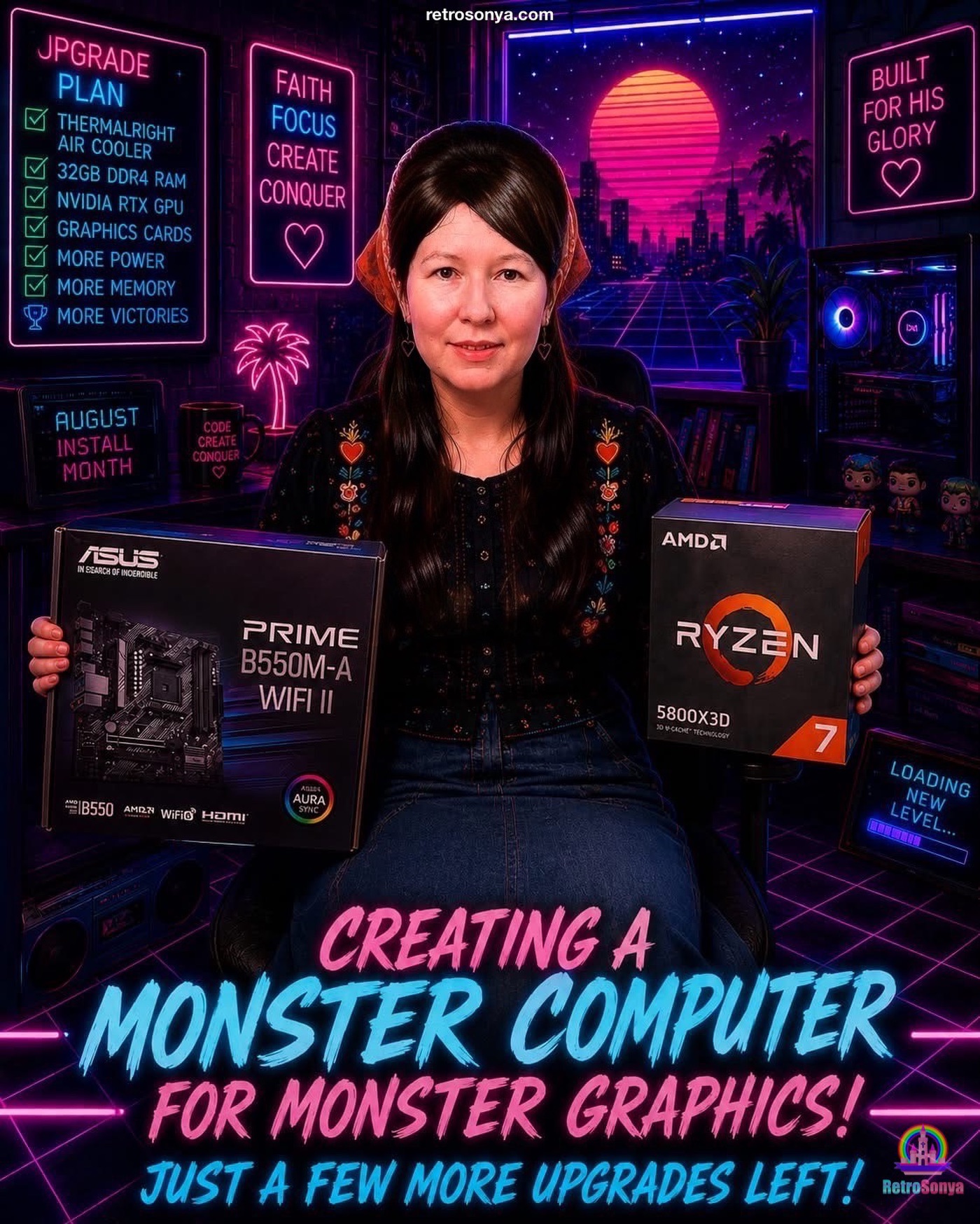 🌴💾📼 SYSTEM UPGRADE IN PROGRESS... PLEASE INSERT FLOPPY DISK #2. 📼💾🌴
Totally radical news!
I just scored TWO upgrades for my computer:
⚡ New Motherboard
⚡ New CPU
That’s two neon steps closer to finally joining the Windows 11 era! 😎
This isn’t just about a faster PC.
It’s about bringing my creative dreams to life.
🎮 More handcrafted 3D VTuber performances.
🎵 More original Dreamwave music.
🎨 More original 3D Memphis designs.
📹 More Synthwave + faith videos to encourage and inspire.
Every upgrade is another brick in the arcade cabinet. Every part gets me closer to building the creative studio I’ve been dreaming about.
It may take until August before everything is installed and running, but hey... Rome wasn’t built in one synthwave sunset. 📼🌅
The good news?
The music never stopped.
I’ve got another original song on the way while the hardware catches up.
So thanks for sticking around through this upgrade season. Your encouragement means more than you know.
Now, I’ve got a new cooler to dream about, a new GPU to install, and a 3D doppelgänger waiting to step onto the future stage.
Stay rad, stay blessed, and keep those cassette tapes rewound. ✝️💜📼
#Synthwave #Xennial #VTuber #KeepCreating