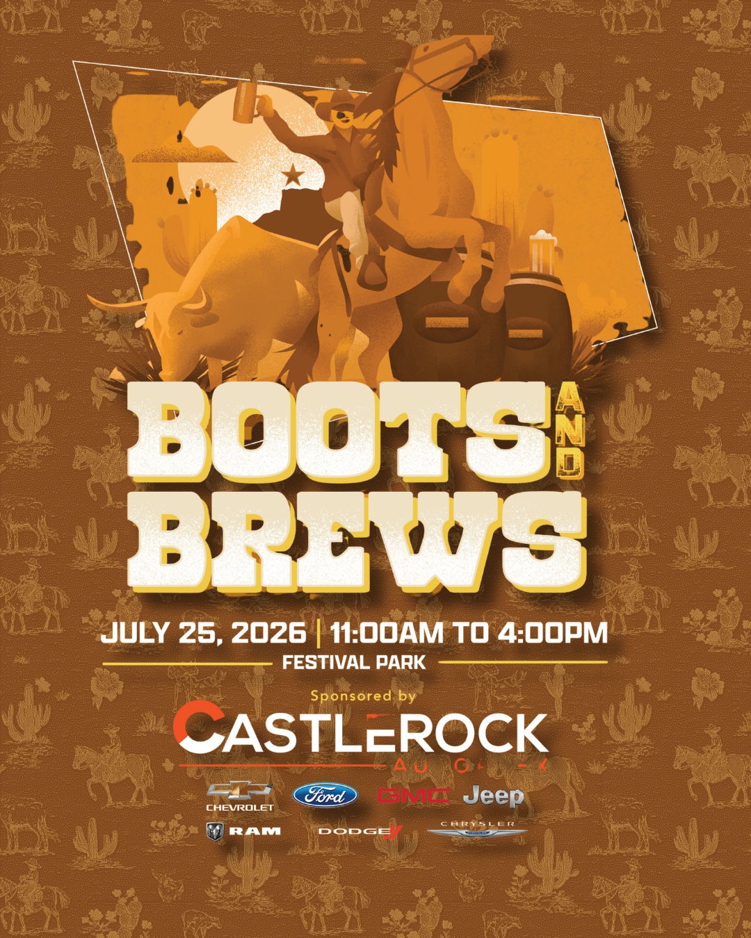 There's the parade party, and then there's the AFTER party...and that's when you're meeting us at Boots and Brews! ๐ป๐ค
Kick up your boots, cool off with a beverage and enjoy lively music, brews and vendors in Festival Park on Saturday, 7/25! We'll be kicking off Douglas County Fair week with a big rodeo party you won't want to miss.
Head to Festival Park immediately following the Douglas County Fair Parade so you don't miss a minute of fun! ๐ถ
Extra special thanks to our sponsors this year:
๐ Castle Rock Autoplex
๐ช Lifetime Home Remodeling
๐ Waste Management
๐ฆ Meritrust Credit Union
๐บ Aloha Fund
๐ T-Fiber
โ๏ธ Folkestad Fazekas Barrick Patoile & James, P.C.
๐จ Glacier Homemade Ice Cream & Gelato
๐ฌ Riverwalk
๐ณ Town of Castle Rock
๐ Douglas County Libraries
#downtowncastlerock #summerincastlerock #castlerockcolorado #douglascountyfair #douglascountyfairandrodeo