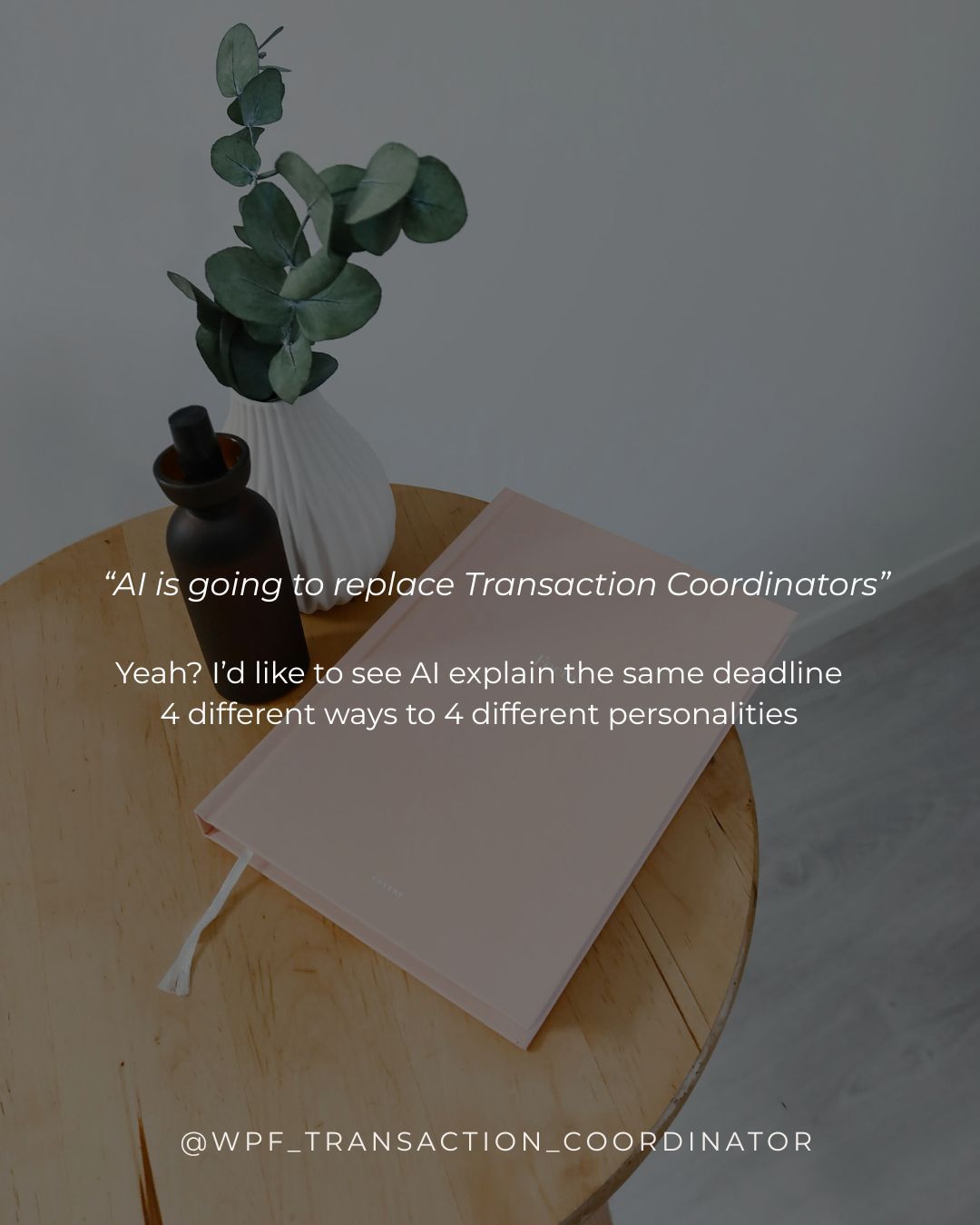 "AI is going to replace Transaction Coordinators”
Meanwhile TCs are over here:
- managing deadlines
- calming down agents
- chasing signatures
- solving problems no one saw coming
- and somehow keeping the transaction alive
Listen… AI can automate some tasks.
But this job?
It takes communication, anticipation, organization, patience, and the ability to manage about 14 moving parts at once. And we're happy to do it.
#wpfservices #transactionmanagement #transactioncoordinator #pnwrealestate #floridarealestate #georgiarealestate