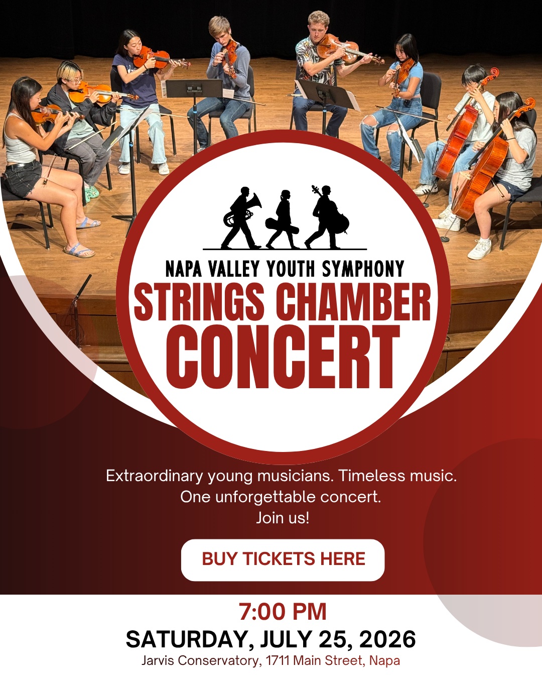 🎶 Your seat is waiting! Celebrate the passion and talent of Napa Valley's young musicians—reserve your tickets today. 🎶
https://jarvisconservatory.ticketspice.com/nvyssummerstrings