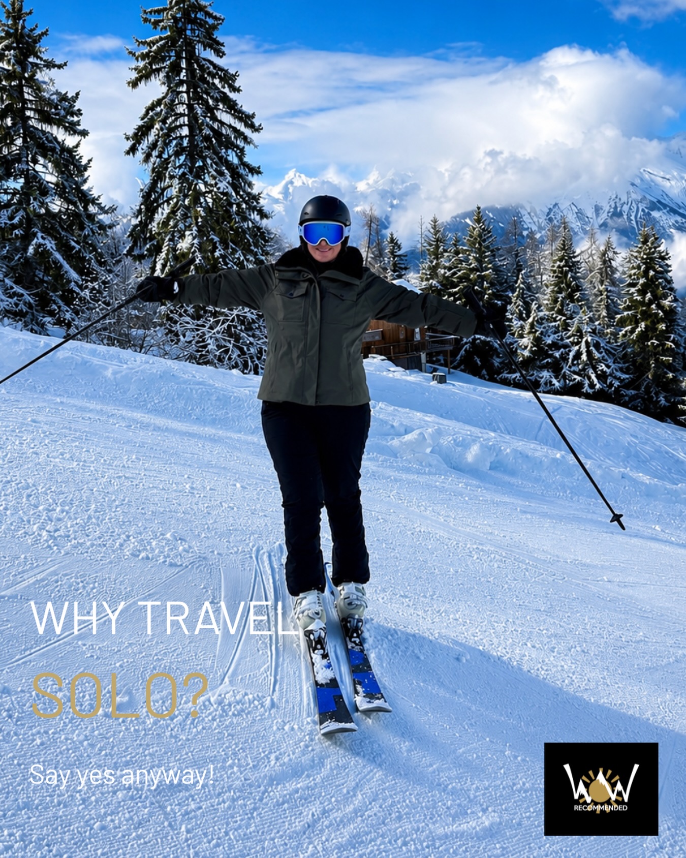 Travelling solo isn’t about being alone.
It’s about saying yes to yourself.
For so many women, a ski trip stays on the bucket list because they’re waiting for someone else to come.
A friend can’t get the time off.
A partner doesn’t ski.
Life gets busy.
Another winter passes.
We don’t think you should have to wait.
At WoW, every woman arrives independently. You’re not joining a group of friends—you’re joining a group of women who all made the same brave decision to book that trip they’d been talking about for years.
Within a day, you’ll have people to ski with, have coffee with, share mountain lunches with, laugh over dinner with, and probably still be chatting to long after you’ve gone home.
And because we’re women, running ski holidays exclusively for women, we understand the little things that matter.
No pressure to ski beyond your comfort zone.
No being left behind.
No feeling like you have to prove yourself.
Just great skiing, beautiful mountains, plenty of laughs, and the confidence that comes from doing something that once felt a little scary.
Sometimes the best adventures begin with one simple decision.
Book the trip.
We’ll take care of the rest. ⛷️