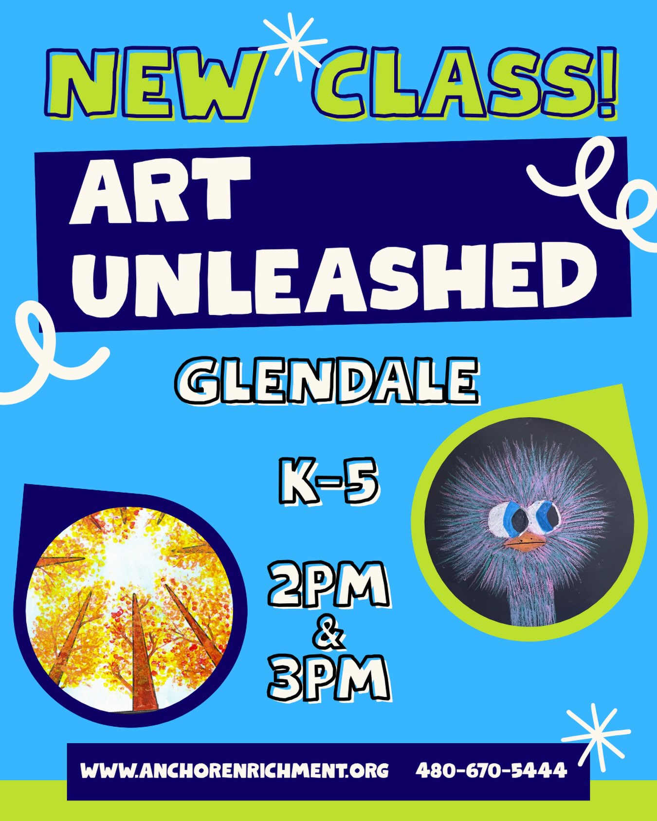 🎨Introducing: Art Unleashed! 🎨
Young artists will dive into drawing, painting, sculpture, and mixed media to experiment with color, texture, perspective and design, creating masterpieces they’re proud to bring home! 🖌️
New to the Anchor Crew? Click the link in our bio to enroll! Already an Anchor crew member? Email us today to get enrolled! Spots are limited!