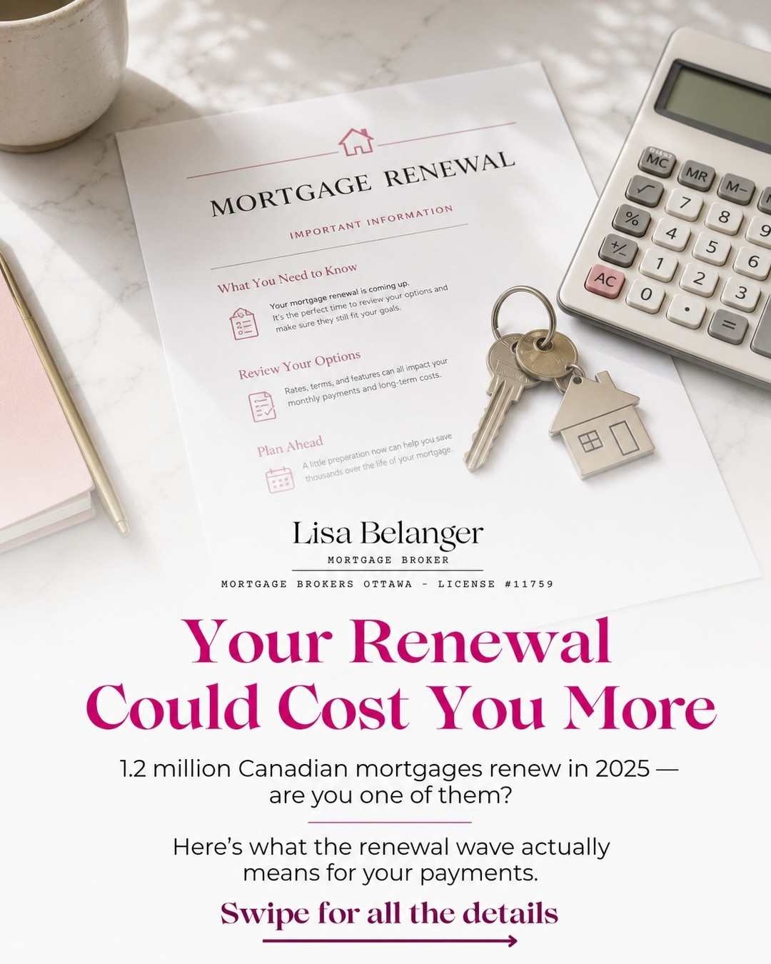 If your mortgage is coming up for renewal, you are not alone. About 60% of all Canadian mortgages are renewing in 2025 or 2026, and most of those were originally signed when rates were below 1%. That gap between then and now is real, and for five-year fixed holders especially, payments could increase by 15–20% at renewal. On a $500,000 balance, that can mean $400–$600 more every single month.
The good news? There are options, and the earlier you start the conversation, the more leverage you have. Whether that means locking in early, exploring different lenders, or adjusting your amortization, a little planning now can save you a lot of stress later.
If your renewal is coming up in the next 6–12 months, let's chat before you just sign whatever your current lender sends you. You deserve to know all your options first. Drop me a message or book a free call through the link in my bio!
#MortgageRenewal #OttawaRealEstate #OttawaMortgage #CanadianMortgage #MortgageTips