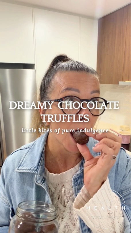 My dreamy chocolate truffles are naturally gluten free, made with wholefood ingredients, and are the blissfully decadent sweet treat you’ve been waiting for…
Dreamy Chocolate Truffles
Ingredients
🍴200g can coconut condensed milk
🍴¼ cup cacao butter, melted
🍴½ cup grass-fed collagen
🍴½ cup (50g) cacao powder
🍴2 heaped tbsp @glasswholefoods Dreamy blend
🍴1 cup (100g) almond meal
🍴½ cup (60g) tigernut flour
🍴¾ cup (60g) fine desiccated coconut
🍴1 tsp vanilla paste
🍴½ tsp ceylon cinnamon, optional
🍴good pinch or two of quality sea salt
Option 1 – Roasted Peanut Butter
🍴½ cup (90g) smooth roasted peanut butter
Option 2 – Roasted Pistachio
🍴¼ cup roasted, finely chopped pistachios
Method
1. Melt cacao butter over low heat, until just melted.
2. In a large mixing bowl combine coconut condensed milk, melted cacao butter, vanilla paste, and sea salt. Whisk until silky smooth.
3. Add Dreamy blend, cacao, almond meal, tigernut flour and coconut, and stir to combine until a thick dough forms.
4. Add peanut butter or chopped pistachios, and fold through truffle mixture.
5. Refrigerate for 30–minutes until firm enough to roll.
6. Line a large tray with baking paper. Roll truffle mixture into bite-sized balls (approx. 30g each). Sprinkle with flaky sea salt or dust with a little cacao using a fine mesh strainer.
7. Refrigerate for an hour before serving to allow the flavours to develop.
Storage
🧊 Refrigerator: Store in glass jars or an airtight container for up to 2 weeks.
❄️Freezer: Up to 3 months. Simply thaw for 10 minutes before eating.
Tips
👉 If the mixture feels too soft, add an extra tablespoon or two of almond meal.
👉 If it’s too firm, stir through a splash of milk of choice.
👉 For the smoothest texture, use finely shredded coconut.
👉 Eat at room temperature for the most dreamy, creamy texture.
AND if you want more… simply double the recipe.
Every bite is rich, creamy, deeply chocolatey, and perfectly balanced with wholesome ingredients - making these little dreamy truffles truly indulgent while staying true to my wholefood philosophy.
Enjoy!
Yours