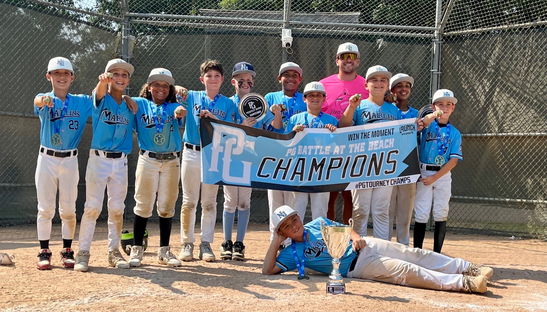 ๐ PG Battle at the Beach Champions ๐
Another championship weekend for the boys as the NJ Marlins National 10U went 5-0, outscoring opponents 68-10 on the way to bringing home the hardware. Complete team effort from top to bottom with relentless offense, aggressive baserunning, and lights-out pitching all weekend.
๐ฅ Tournament Leaders:
โพ Liam Castro: 11-11, 2 HR, 8 RBI, 11 Runs, 6 Doubles, 6 SB
โพ Roman Ficarra: 7-12, 6 RBI, 8 Runs, dominant defense and set the tone all weekend
โพ Albert Mercedes: 8-12, 8 RBI, 7 Runs, 3 Doubles, constantly delivered in big spots
โพ Greyson Andrescavage: 7-10, 6 RBI, 5 Runs, 4 doubles, huge offensive weekend
โพ Max Godeny: 5-6, 6 Runs, 3 RBI, reached base all weekend
โพ Nolan Zink: 7-10, 3 RBI, 5 Runs, 3 Doubles, outstanding on both sides of the ball
โพ Dominic Cuzzi: 4 RBI while also throwing 4 scoreless innings in the championship game
โพ Gage Fisher: Tournament home run, 4 RBI, and battled on the mound
โพ Vinny Porto: 3-7 with 2 Doubles, 2 RBI
โพ Kyle Chapman: 5 RBI and quality innings on the mound
โพ Mason Gelchion: Tournament HR and closed the door with 2 no-hit innings in Sundayโs semifinal.
๐ช On the mound:
โพ Mason Gelchion: 2.0 IP, 0 H, 0 R, 3 K
โพ Dominic Cuzzi: 4.0 IP, 2 H, 0 ER
โพ Liam Castro: 2.0 IP, 0 H, 0 R, 3 K
โพ Team pitching combined to allow just 10 runs in 5 games
Congrats to Liam Castro and Dom Cuzzi on winning MVP and MVPitcher for the event as well! Tremendous weekend boys!