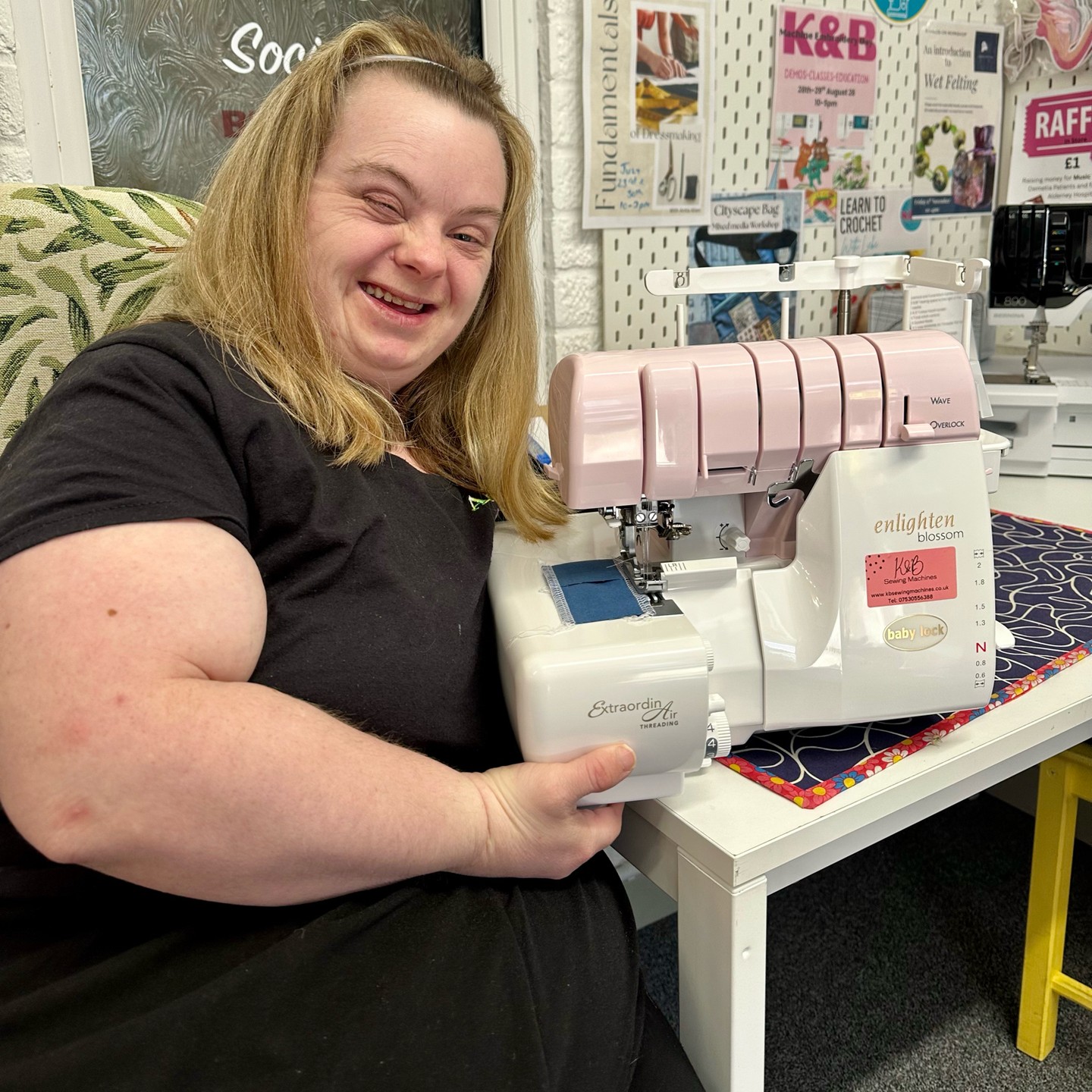 ✨ Exciting news from Reach! ✨
Yesterday, the team at Reach visited K&B Sewing Machines to collect an exciting new addition to our workshop – a Baby Lock overlocker!
An overlocker is a specialist sewing machine that trims, stitches and neatly finishes fabric edges all in one go. It creates strong, professional-quality seams and gives garments and textile projects a polished finish. This fantastic new piece of equipment will help our team develop new skills, improve the quality of our work, and open up opportunities to produce a wider range of high-quality items.
To our delight, we were also generously donated a sewing machine during our visit! 💙 Acts of kindness like this make a real difference. Donations and support from local businesses help us continue to grow, be creative, and turn new ideas into reality.
A huge thank you to K&B Sewing Machines for your generosity and support. We can’t wait to get started and share what we create next!
#ThankYou #CommunitySupport #SkillsForLife #Sewing #BabyLock