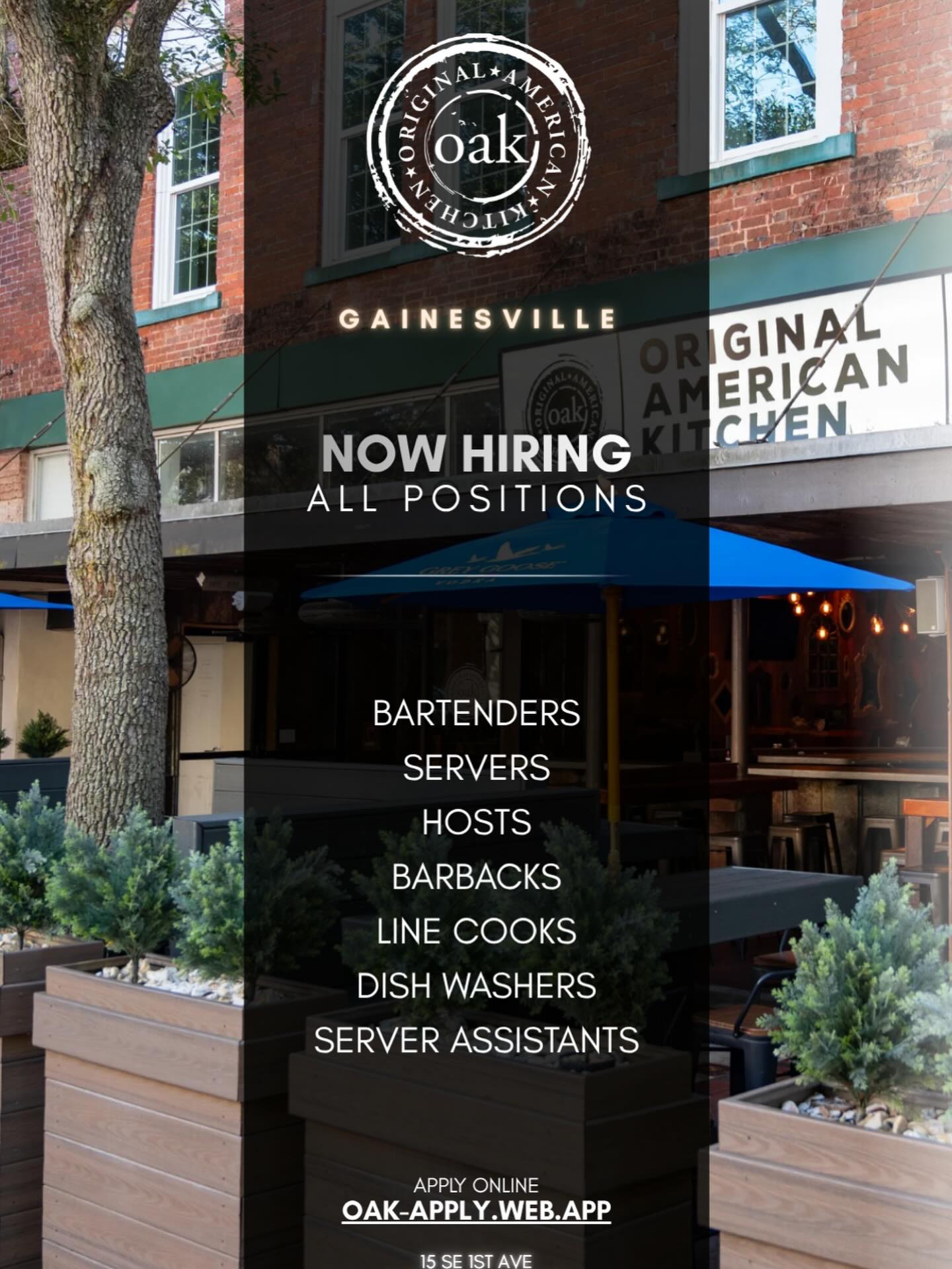Now hiring for all positions. Come join us. oak-apply.web.app