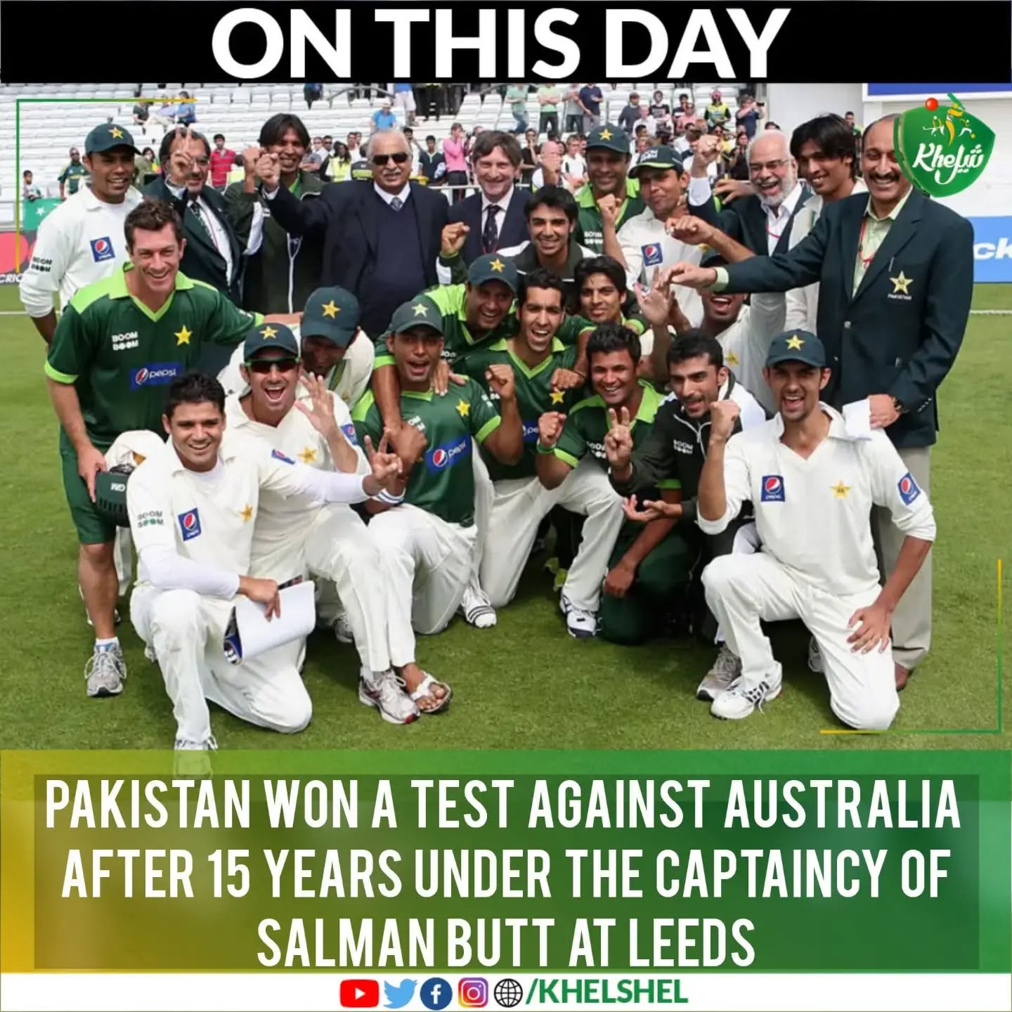 #OnThisDay in 2010,
Mohammad Amir's match-winning spell of (3/20 & 4/86) helped Pakistan beat Australia by 3 wickets chasing 180 runs target at Leeds.
#PAKvAUS | #Cricket | #Pakistan | #MohammadAmir | SalmanButt | Leeds | Australia