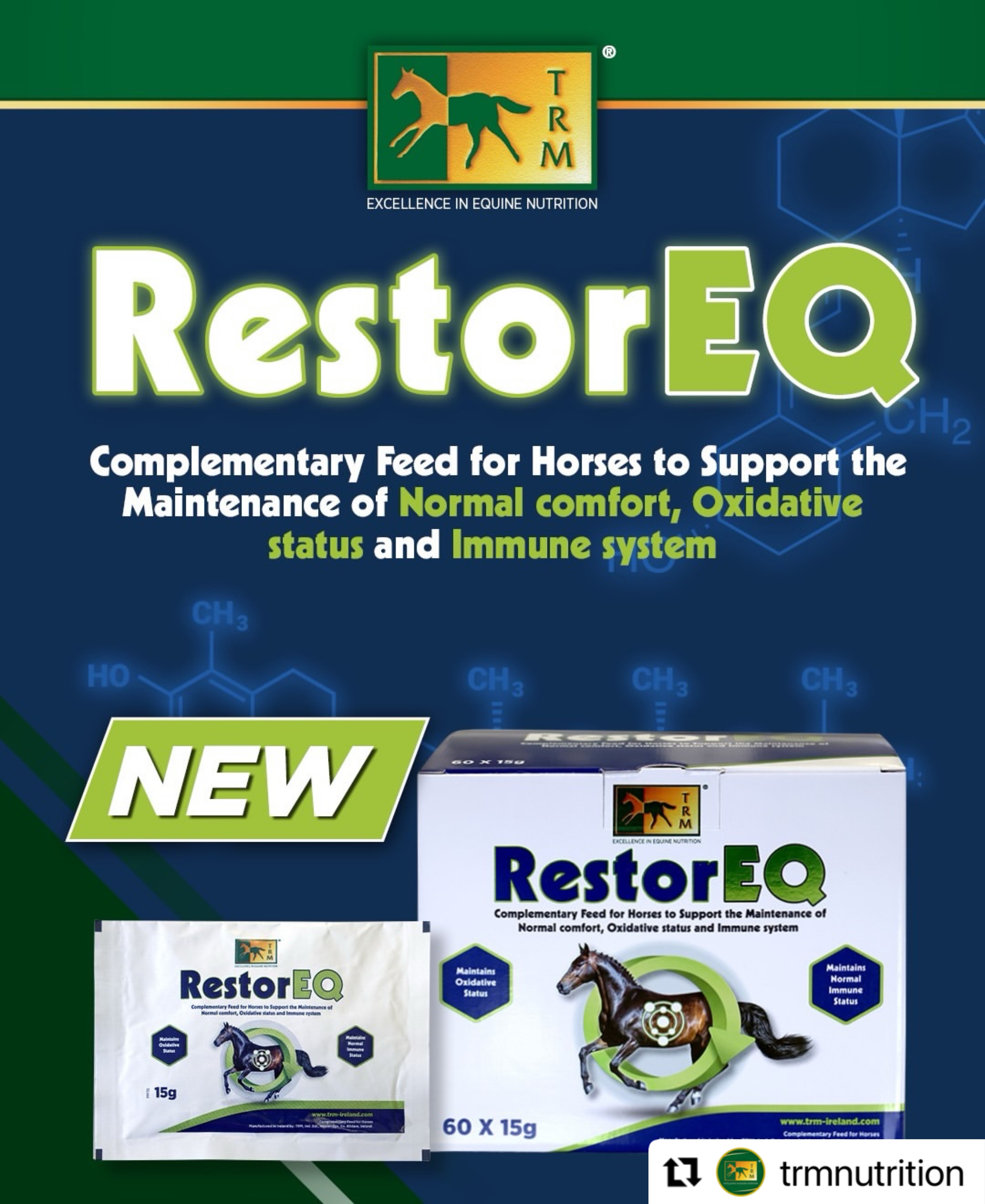 📣 NEU von TRM: RESTOR EQ 🆕
Dieses neue Produkt wurde von @trmnutrition in Zusammenarbeit mit @equinecaregroup entwickelt.
Es ist die ultimative Unterstützung beim Wiederaufbau der Gesundheit nach Operationen, Krankheiten oder Verletzungen.
Es trägt zu einer schnelleren Genesung bei, stärkt das Immunsystem und verbessert das allgemeine Wohlbefinden von geschwächten Pferden.
#equinenutrition #trm #newproduct #immunitysupport