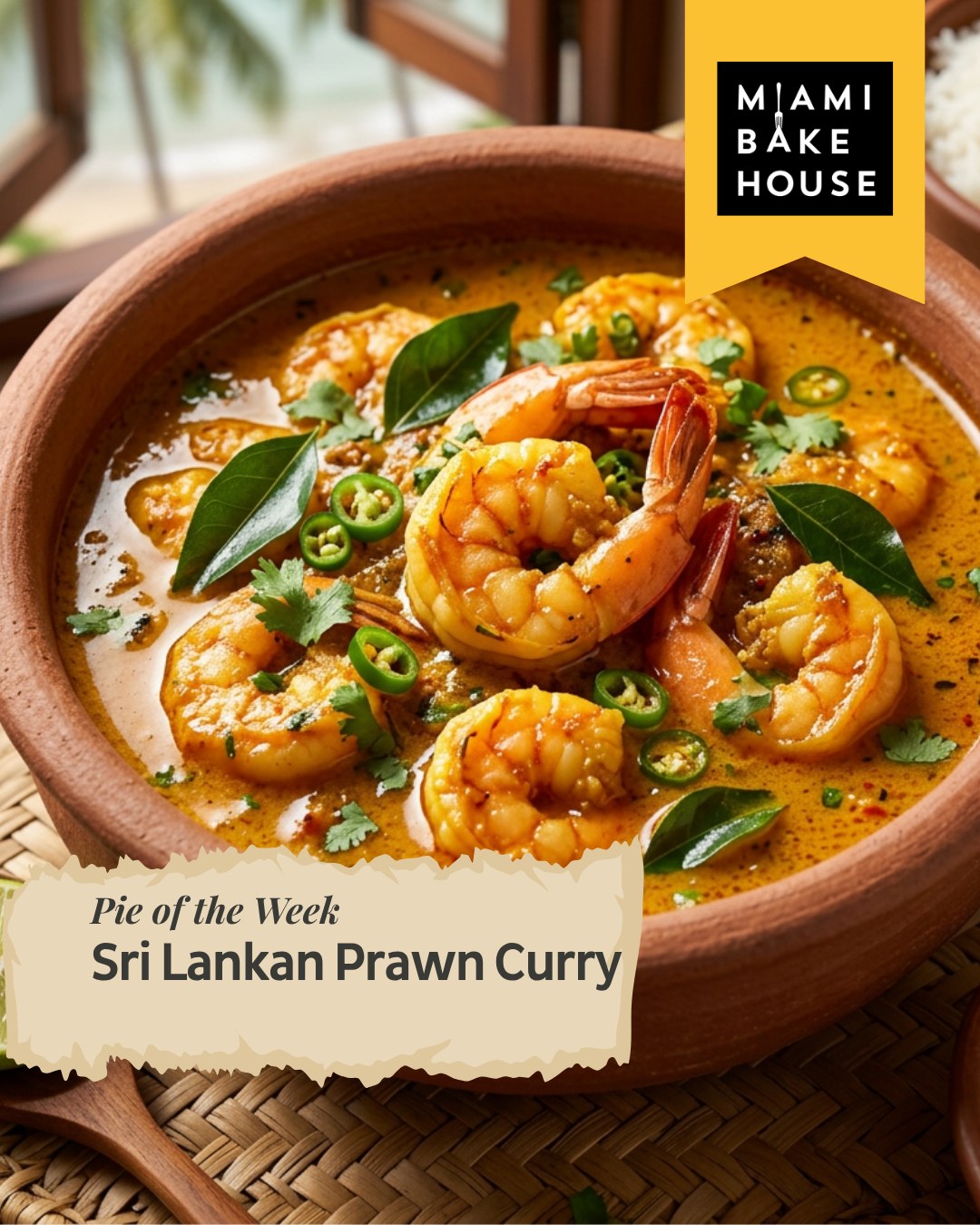 This week's pie of the week is inspired by the coastal kitchens of Sri Lanka, where fragrant coconut curries and warming spice are a much-loved tradition.
Our Sri Lankan Prawn Curry Pie is aromatic, creamy and bursting with flavour! Made with juicy imported prawns simmered in a rich coconut curry base of onion, garlic, ginger and curry leaves, with a warming blend of cardamom, fenugreek, turmeric, cumin, smoked paprika and coriander. A splash of lime juice brightens the sauce, while Thai green chillies add just the right kick of heat. Delicately wrapped in our signature flaky puff pastry.
Hurry down to your local Miami Bakehouse before Monday the 3rd of August to get your hands on the Sri Lankan Prawn Curry Pie today.
https://www.miamibakehouse.com.au/pies
#Pieoftheweek #Miamibakehouse #Awardwinningbakery #Awardwinningpies #Bakingthingsbetter #Handmadepastry #Srilankanprawncurrypie