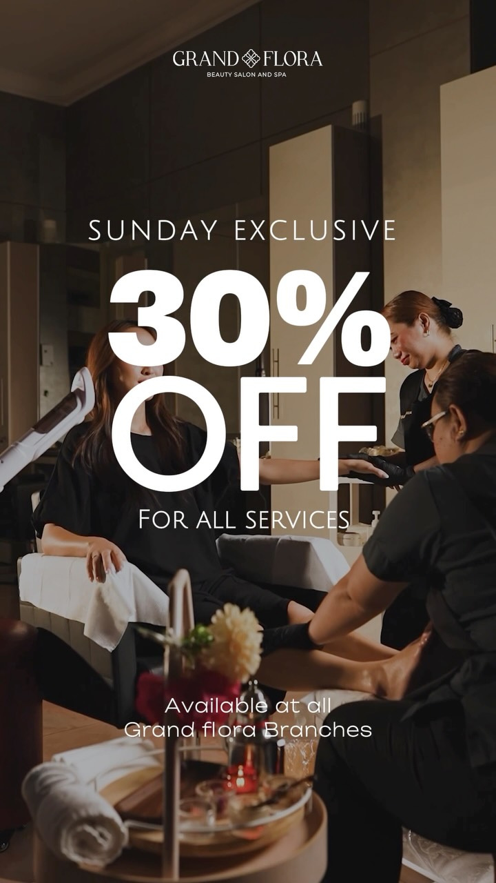 🚨 SUNDAY 26 JULY MADNESS 🚨
30% OFF all services this Sunday at all Grand Flora locations with a minimum spend of AED 300.
Hair, nails, spa & more—don’t miss it!
📍 All branches
🗓️This Sunday 26 July
💳 Min spend: AED 300