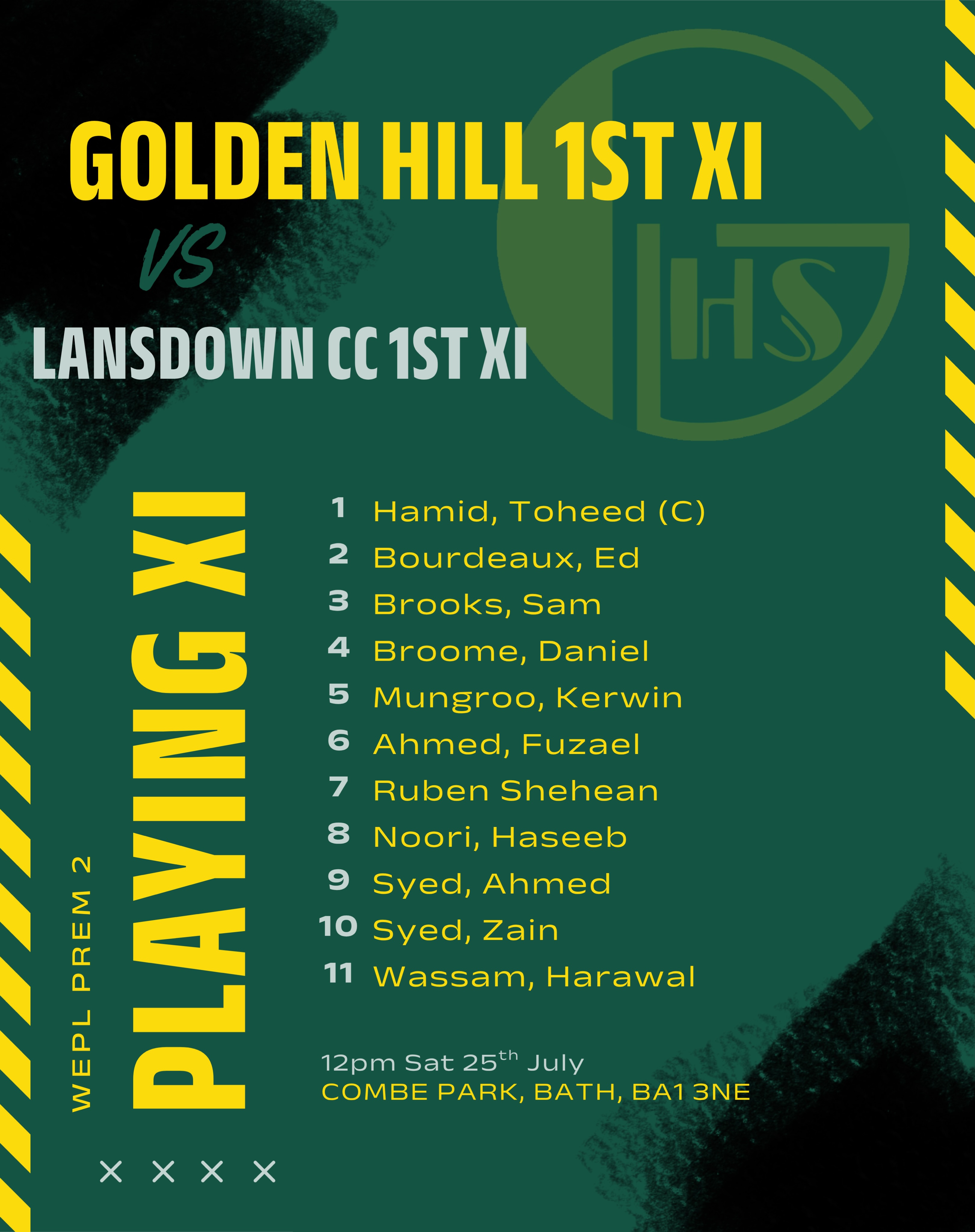 Today’s Team Sheets 🏏
Another glorious day for a game of cricket! ☀️