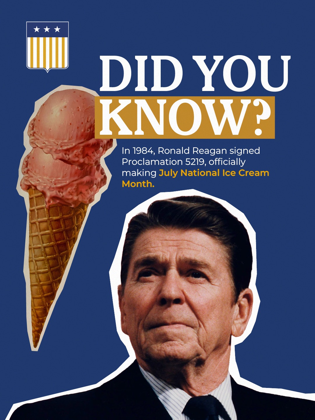 Presidential proclamations cover a lot of ground, from holidays to ice cream!
In 1984, Ronald Reagan signed Proclamation 5219, officially making July National Ice Cream Month. A fun bit of presidential history and a nice excuse to go grab a scoop! 🍦