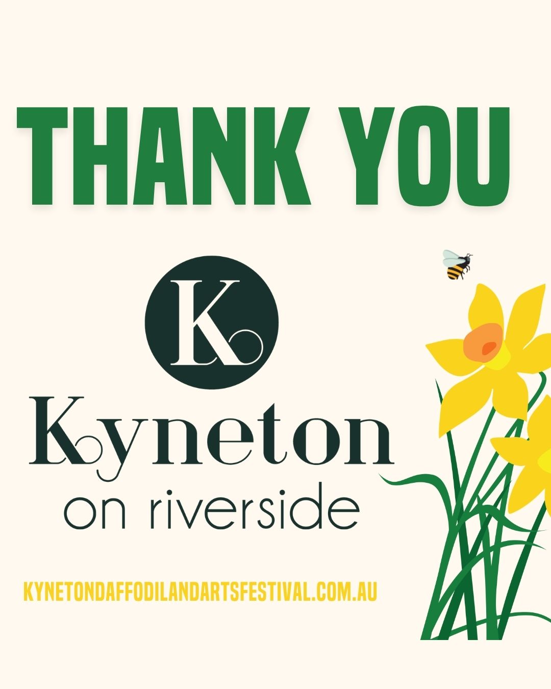 The Kyneton Daffodil & Arts Festival simply wouldn’t happen without the generous support of our major sponsor, @kynetononriverside, along with all our other sponsors and volunteers. Their help covers everything from keeping public daffodil displays healthy, to running favourite events like the Dog Dash and Ferret Racing, and even bringing the Grand Parade to life.
Every bit of support makes a real difference. If you’d like to help keep the festival running, you can make a one-off or regular donation in any amount: just $5 covers your festival booklet and maps, $20 helps protect the public daffodils, $50 goes towards events, and $100 helps pay for parade performers.
Thank you to everyone who chips in, this festival is for the whole community, and we couldn’t do it without you.
--
The Kyneton Daffodil & Arts Festival
📍 4–13 September 2026