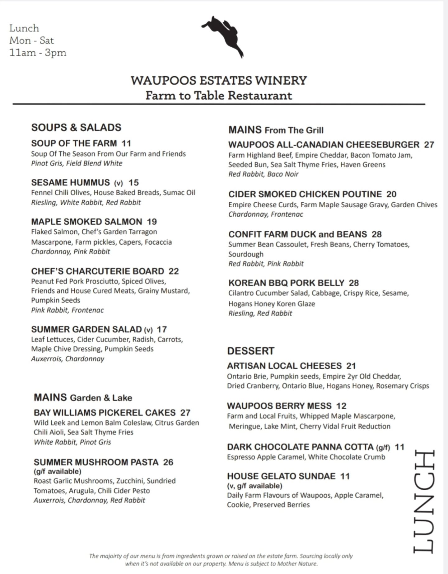 Fresh flavours, local ingredients, and a new taste of summer.
Our new summer menus have arrived, featuring seasonal dishes inspired by the best of Prince Edward County. Whether you're joining us for a leisurely lunch, Sunday brunch, or dinner on the patio, there's something new waiting for you.
Pair your meal with a glass of estate wine and soak in the vineyard views. We can't wait to welcome you.
Reserve your table today and come taste summer at Waupoos Estates Winery.
#WaupoosWinery #PrinceEdwardCounty #PECFood #FarmToTable #SummerMenu