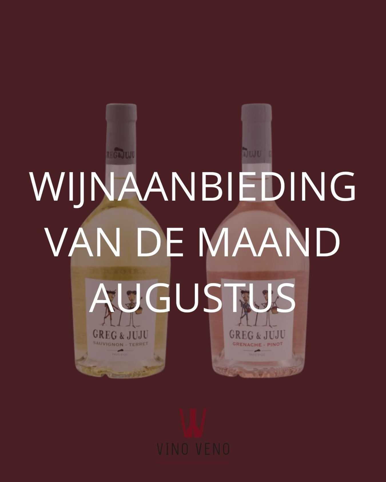 Zomer in je glas ☀️🍷
Wijnen van de maand (juli &) augustus
Greg & Juju: twee heerlijke zomerwijnen die fris, fruitig, sappig en ontzettend veelzijdig zijn. Perfect voor een gezellige lunch in de tuin, een borrel in de zon of een barbecue met vrienden.
✨ Van 8,95 voor slechts 7,50 per fles.