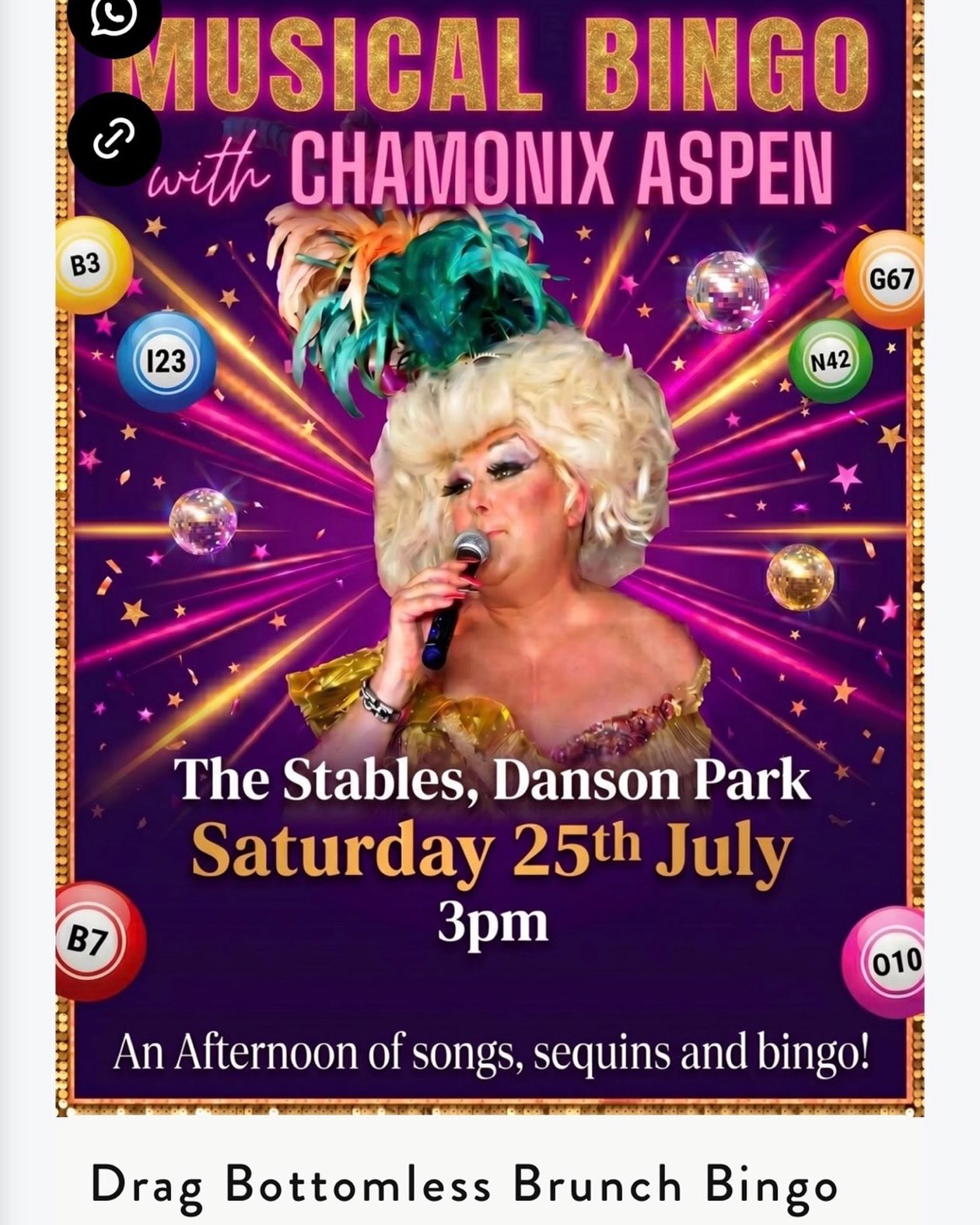 Come on down to The Stables at Danson Park, Bexleyheath for some afternoon fun and all day drinking….oh and some sing a long bingo too xx