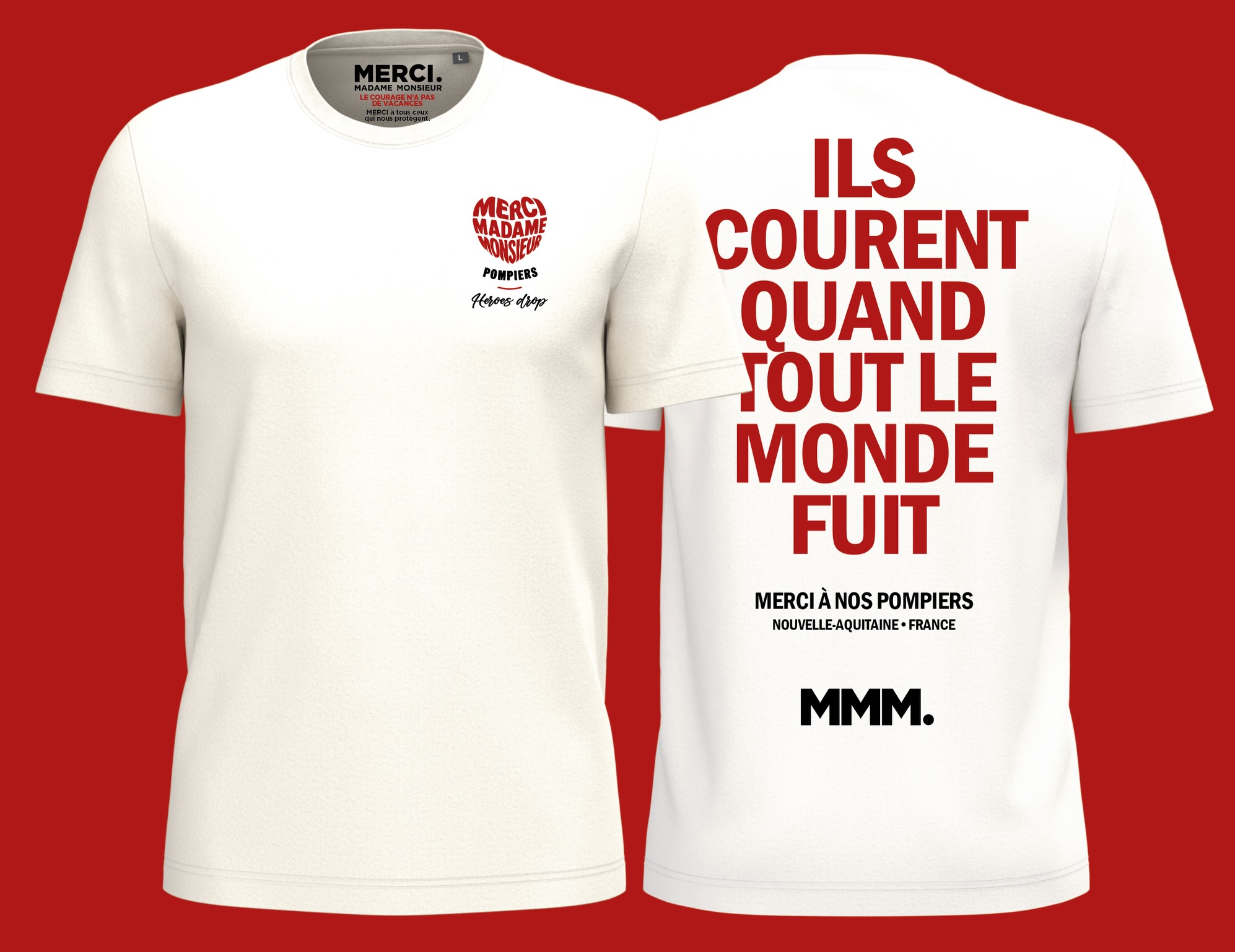 HEROES DROP ❤️🚒
Il y a des personnes qui courent quand tout le monde fuit.
Aujourd’hui, nous avons voulu leur dire merci à notre manière.
Découvrez notre t-shirt HEROES, imaginé en hommage aux femmes et aux hommes qui protègent nos territoires, et plus particulièrement aux pompiers mobilisés en Nouvelle-Aquitaine.
❤️ 15 € sont reversés aux pompiers de Nouvelle-Aquitaine pour chaque t-shirt vendu.
Un vêtement engagé, conçu avec la même exigence que toutes nos collections :
• 100 % coton biologique 🌿
• 220 g, coupe oversize unisexe
• Coloris ivoire
• Design et impression en France 🇫🇷
• T-shirt fabriqué au Portugal 🇵🇹
Merci Madame Monsieur. Merci à nos pompiers.
❤️ Disponible dès maintenant sur notre site et en boutique.
#MerciMadameMonsieur #HeroesDrop #Pompiers #MerciPompiers #NouvelleAquitaine