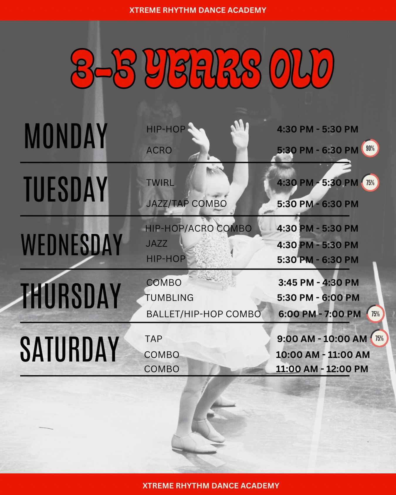 Ages 3-5! Classes are filling ➡️ Register Now or Schedule a trial! Email us at xrdance@gmail.com