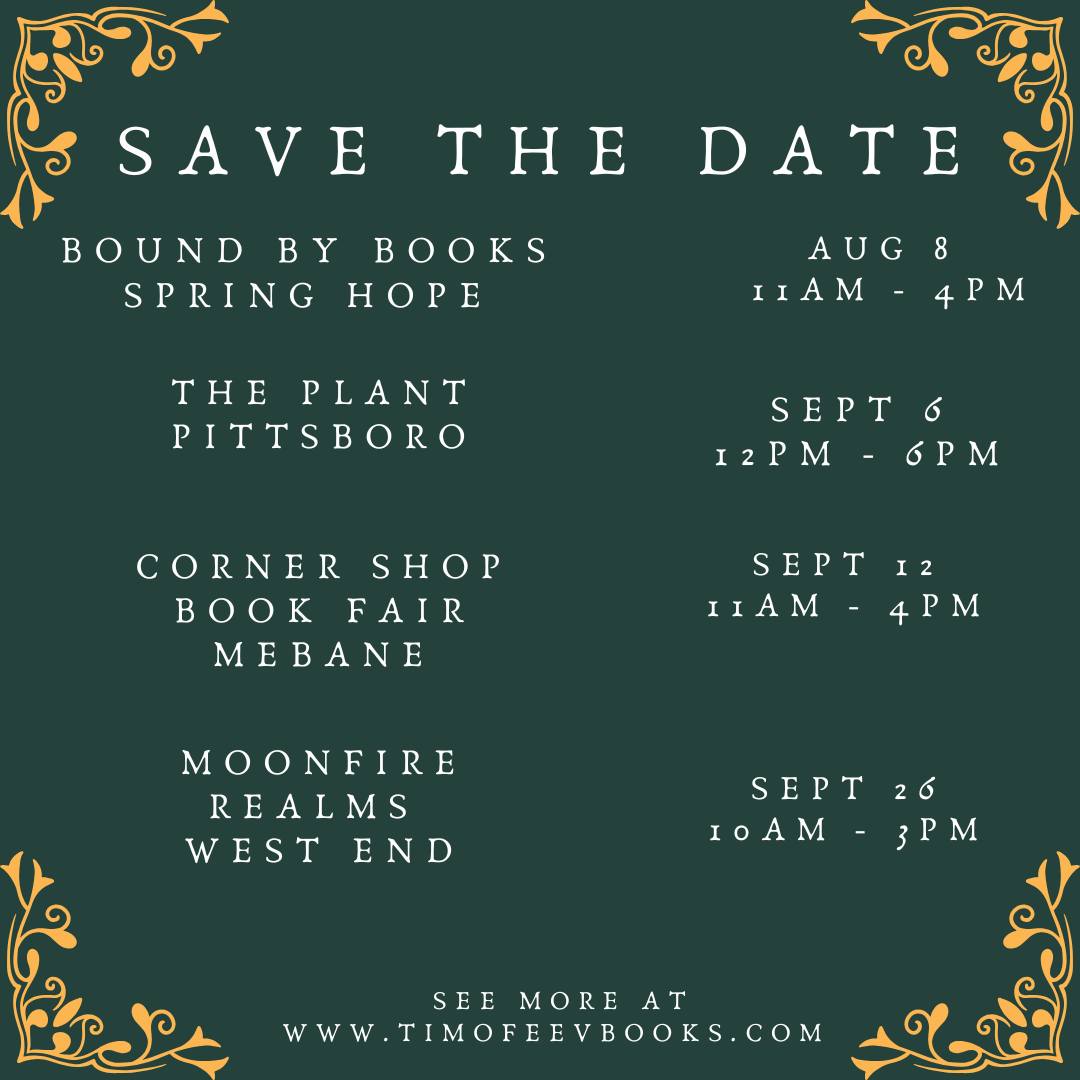 And before anyone yells at me....yes I know I have three in sept. To be fair, I agreed to some of these months in advance, before I started to use a calendar. #indieauthor #bookfair #bookevents #fantasybooks #lgbtq+ #thelostguardian #atobad #ncbookevents