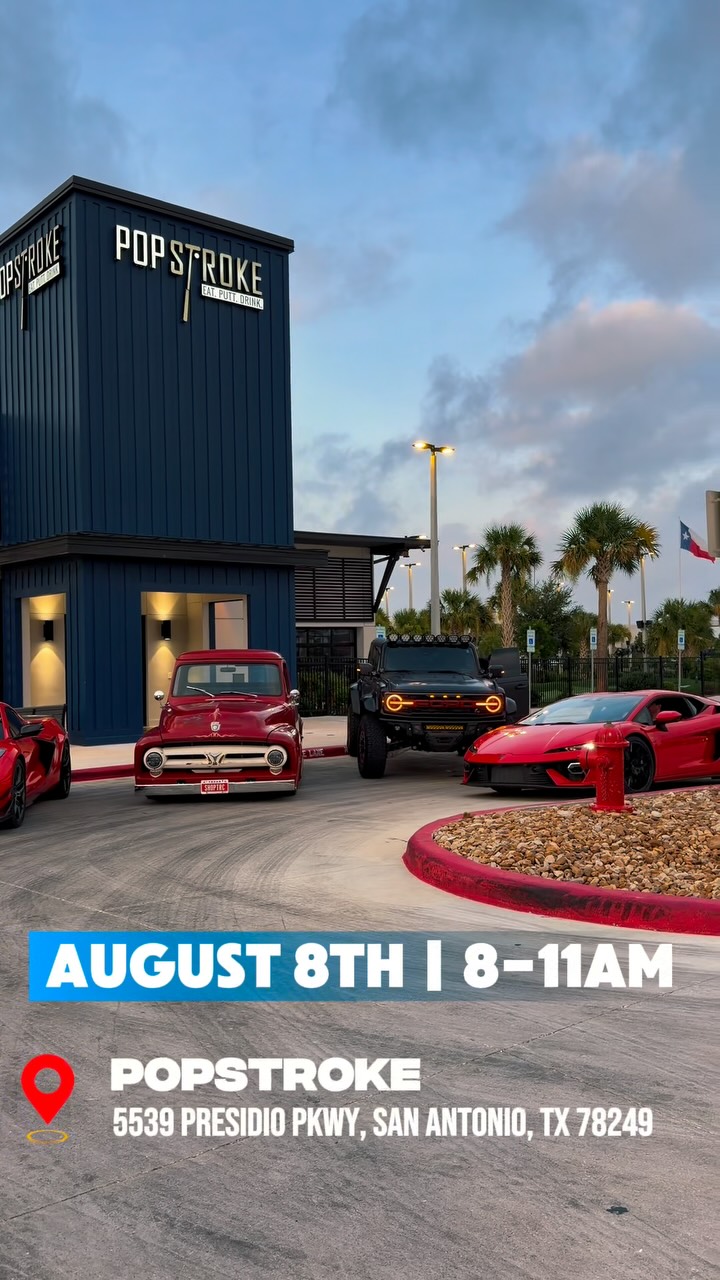 Join us for CarFest & Coffee at PopStroke San Antonio on August 8 from 8:00–11:00 AM!
Enjoy an exciting morning of incredible cars, fresh coffee, great food, and family-friendly fun. PopStroke will donate 10% of event profits to CAP, the 501(c)(3) nonprofit that powers CarFest and supports vehicle repair assistance and community giveback programs.
Come out, support a great cause, and help us make a difference—one car at a time.
#CarFestSA #CarFestAndCoffee #CAPGives #PopStrokeSanAntonio #SanAntonioEvents