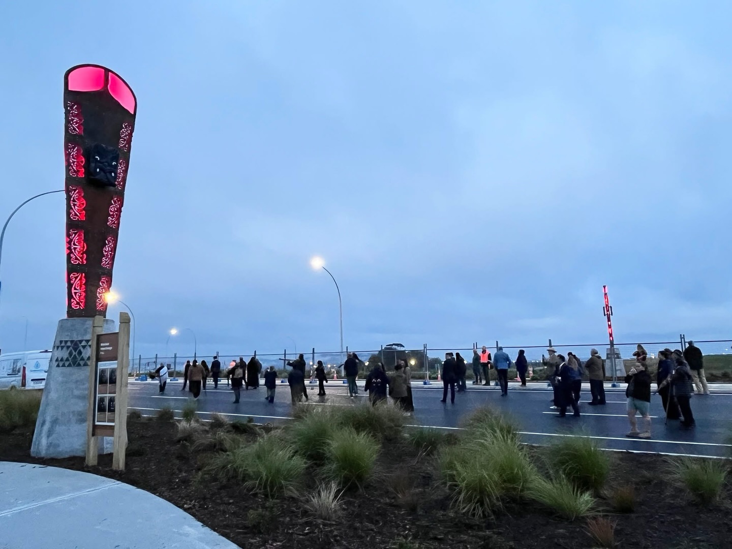 Looking back on a special moment for our community. The blessing of and ceremony for these two pou, ahead of the full opening of the Wairākei Interchange before Easter 🪶 🪶 First pic from @the__sands 📸