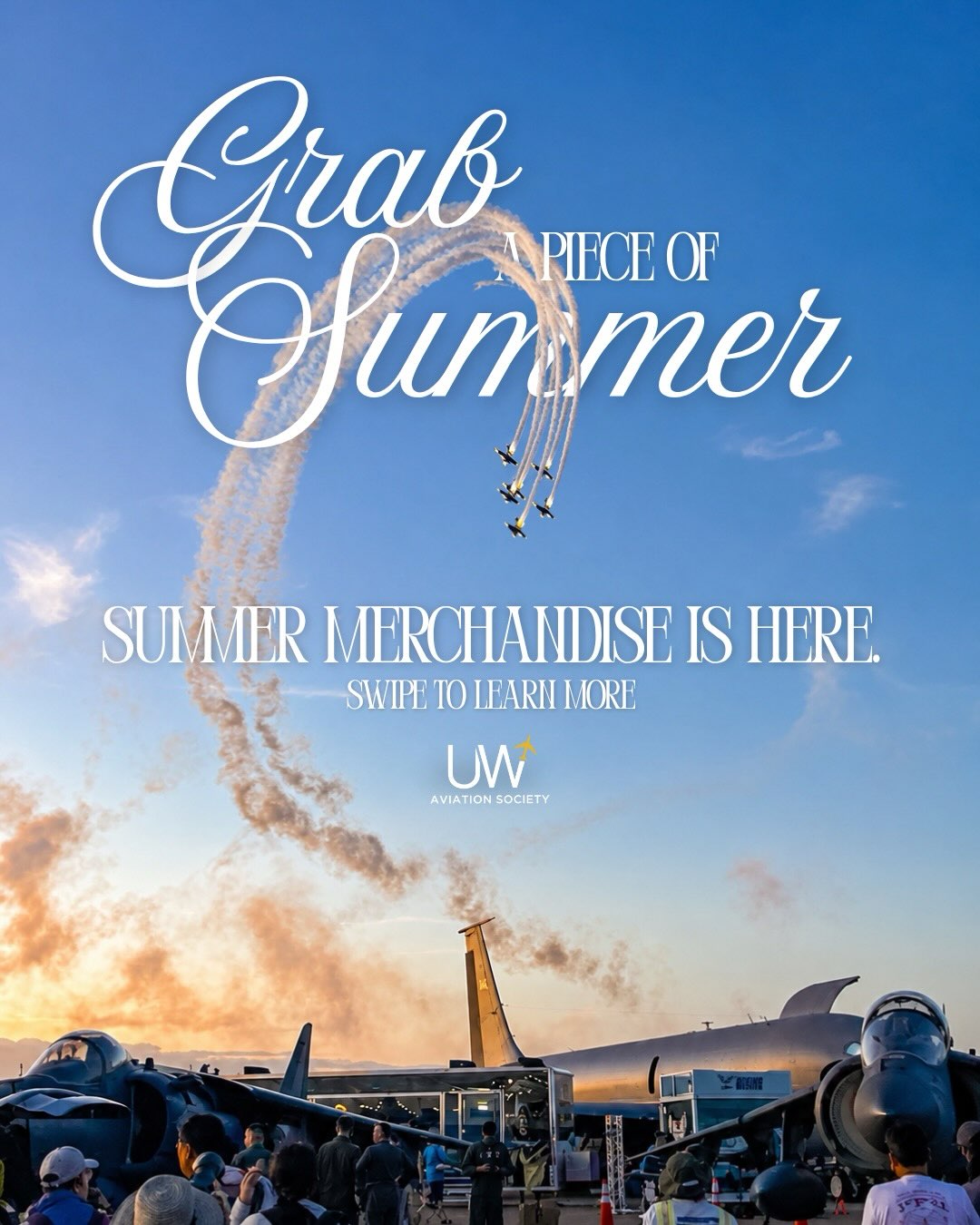 Summer merch just dropped!âď¸ Shop now at uwaviation.com. Grab yours by August 12 at 23:59.