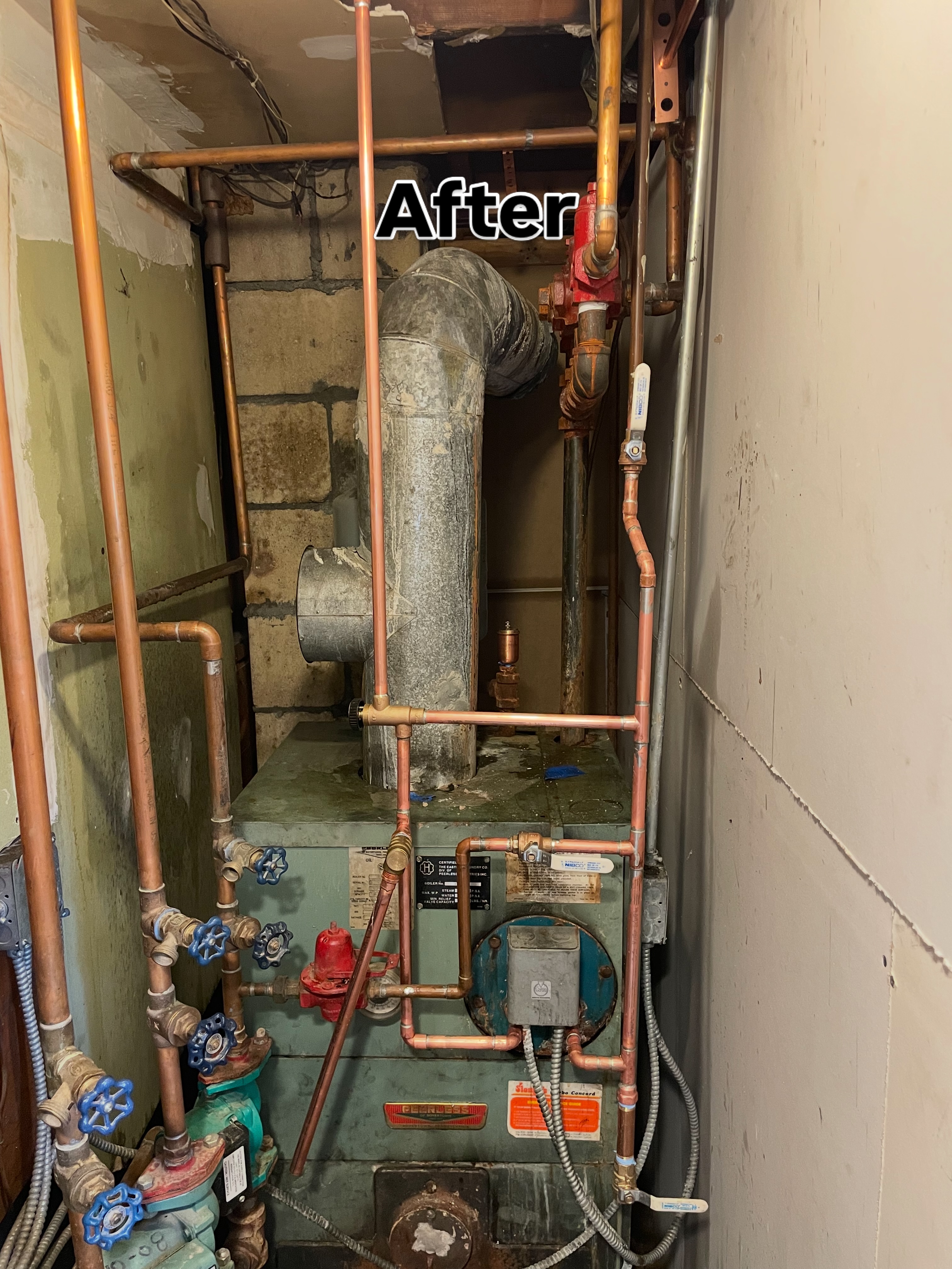 Repipe hor water and cold water to coil and boiler fed #water #plumbing #newyork #longislandplumber #nassaucountyny