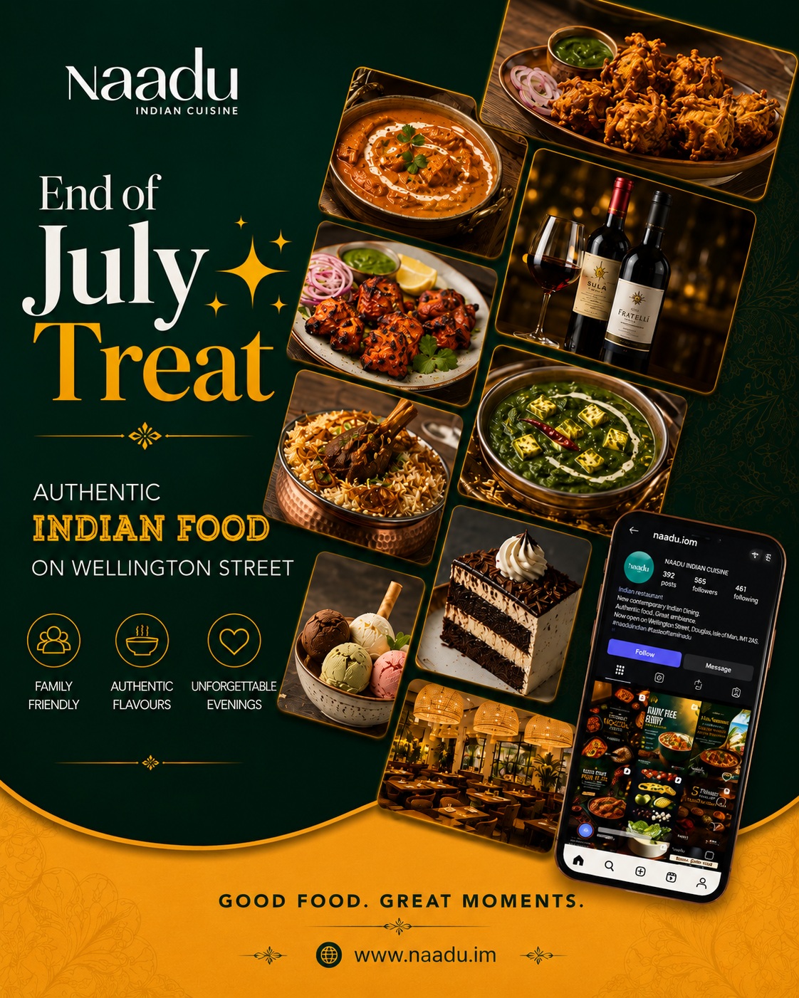 July is almost over, but the celebrations are just getting started! Gather the whole family and head to Naadu on Wellington Street for an evening filled with the warmth, colour and soul of authentic Indian food. From rich, fragrant curries to dishes rooted in generations of tradition, every bite tells a story. Whether you're a longtime lover of Indian cuisine or bringing the little ones for their very first taste, our doors are open and our kitchen is ready to welcome you. Make your end-of-July one to remember good food, great company and unforgettable evenings await. We'd love to have you with us. Contact us to book your table today! https://www.naadu.im/ #NaaduIOM #IndianFood #AuthenticCurry #Spices #IsleOfMan #Douglas