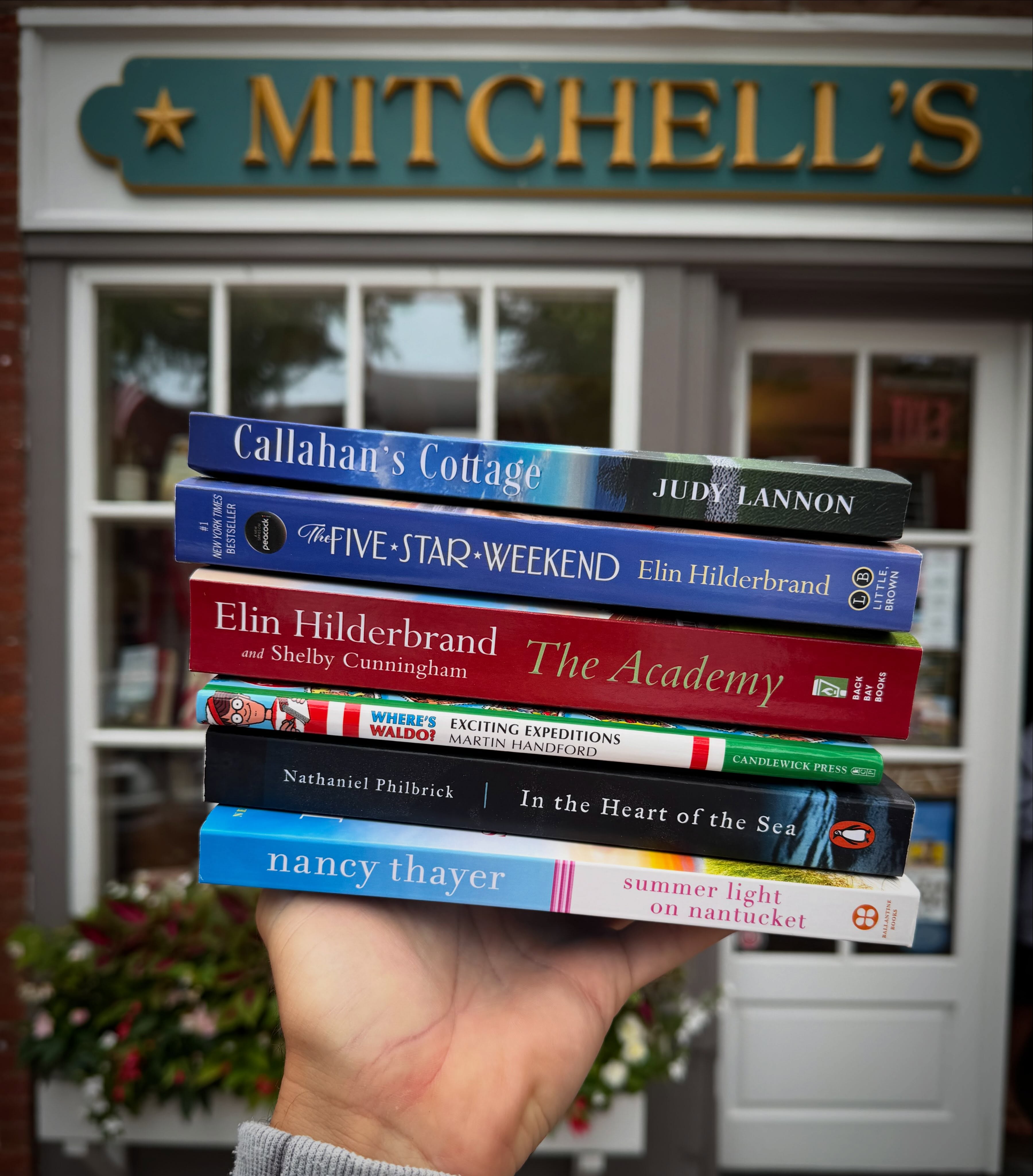 We are about to enter the busiest book week ever! Don’t miss this exciting week of book signings and events. We hope to see you! #shoplocal #readmorebooks
Tuesday July 28
10:30am - 11:30am
Book Signing with @judylannonofficial
Mitchell’s Book Corner
Wednesday July 29
11am - 12pm
Book Signing with @elinhilderbrand
Mitchell’s Book Corner
Thursday July 30
4pm - 8:30pm
The Academy Party with @elinhilderbrand @shelbykcunningham and @timtalksbooks to benefit the @nantucketbookfestival @thenantucket
🎟️ Get Tickets! 🎟️
The Nantucket Hotel & Resort
Friday July 31
11am - 12pm
Waldo Party
Mitchell’s Book Corner
Saturday August 1
10:30am - 11:30am
Book Signing with @natphilbrick
Mitchell’s Book Corner
Sunday August 2
10:30am - 11:30am
Book Signing with @nancythayerbooks
Mitchell’s Book Corner