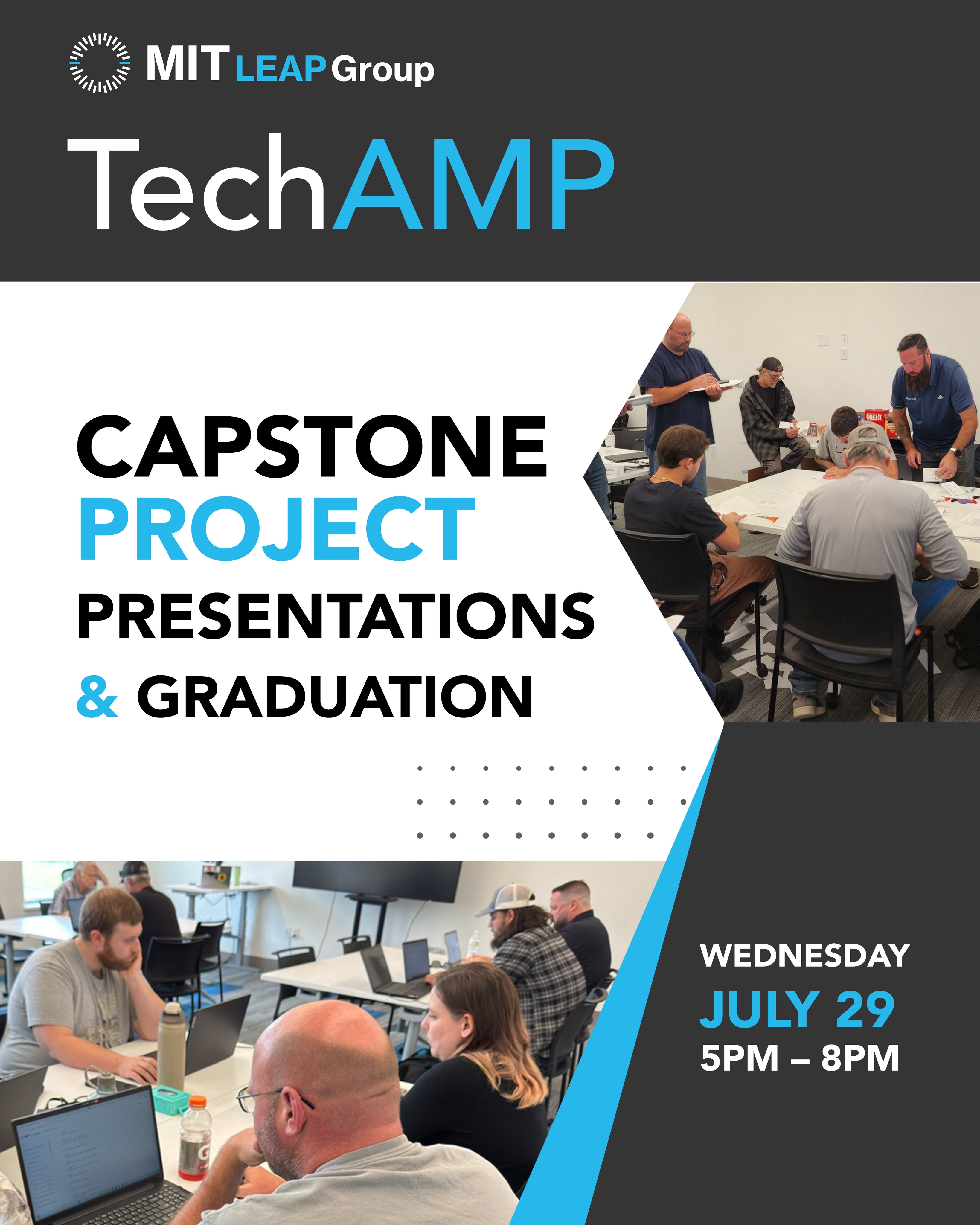 Our inaugural TechAMP cohort has spent the past year developing the technical, leadership, and problem-solving skills needed to help shape the future of advanced manufacturing.
This Wednesday, join us as these talented professionals present their capstone projects and celebrate the completion of the TechAMP program.
Come hear innovative solutions to real-world manufacturing challenges, meet the graduates, and help us recognize the accomplishments of our first TechAMP cohort.
📅 Wednesday, July 29
🕓 5:00 PM – 8:00 PM
📍 Berkshire Innovation Center
This event is free and open to the public, but registration is required. We'd love to see you there!
Learn more and register - See Link in Bio
#TechAMP #AdvancedManufacturing #WorkforceDevelopment #Manufacturing #BerkshireInnovationCenter #MIT #ProfessionalDevelopment