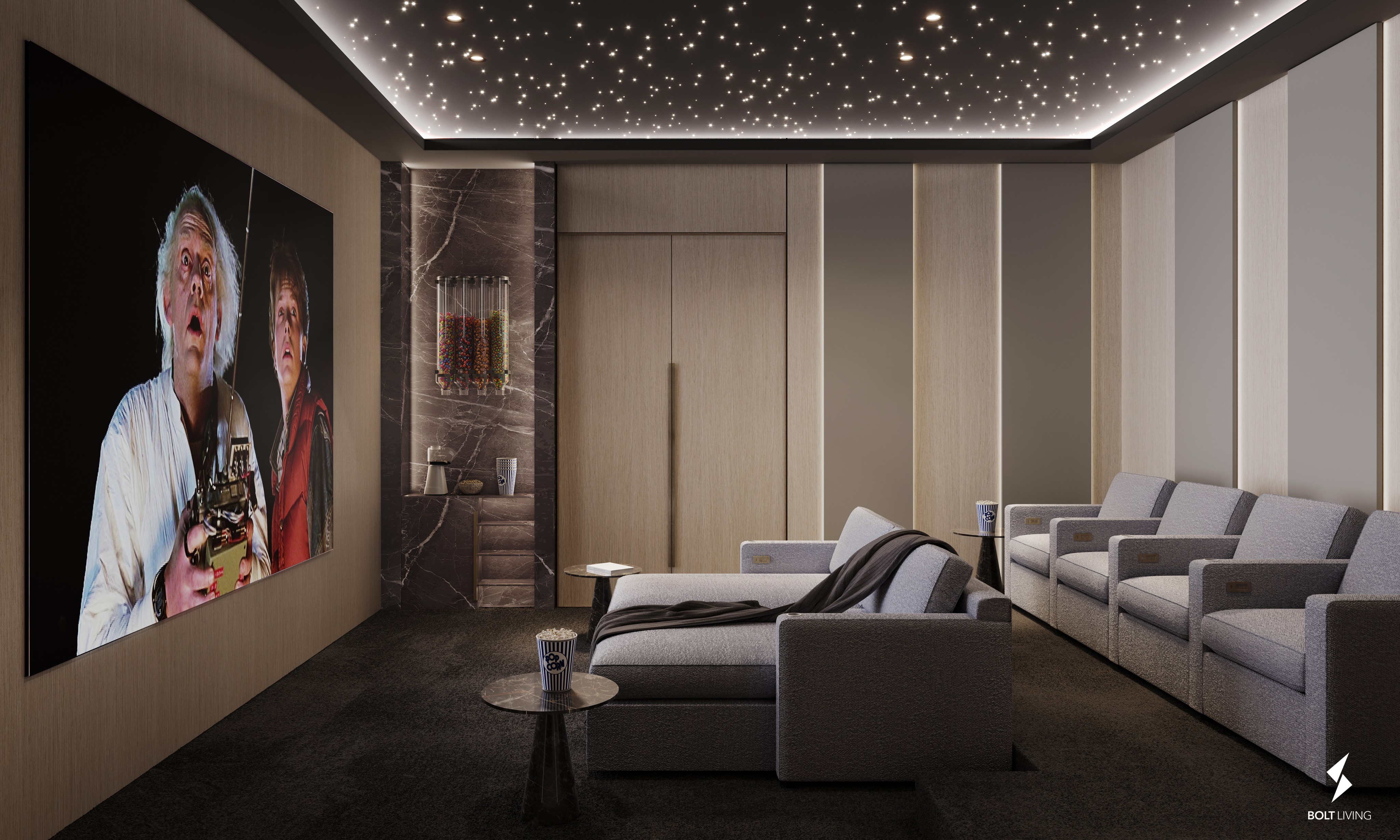 At home movie theater ⚡️🎬 Designed for immersive entertainment, bringing the cinematic experience home.. #BoltLiving
#interiordesign #designbuild #homedesign #interiors