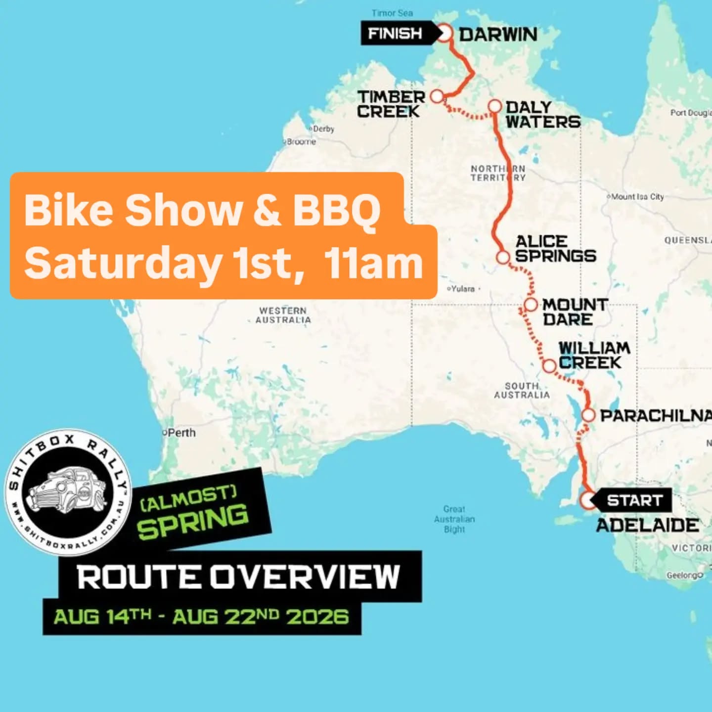 Back our friends as they rally their broken Hyundai across Australia to raise money for the Cancer Council.
Bikes, beers, and a good cause!
Bike show & Fundraiser
11am - 3pm Saturday the 1st of August
