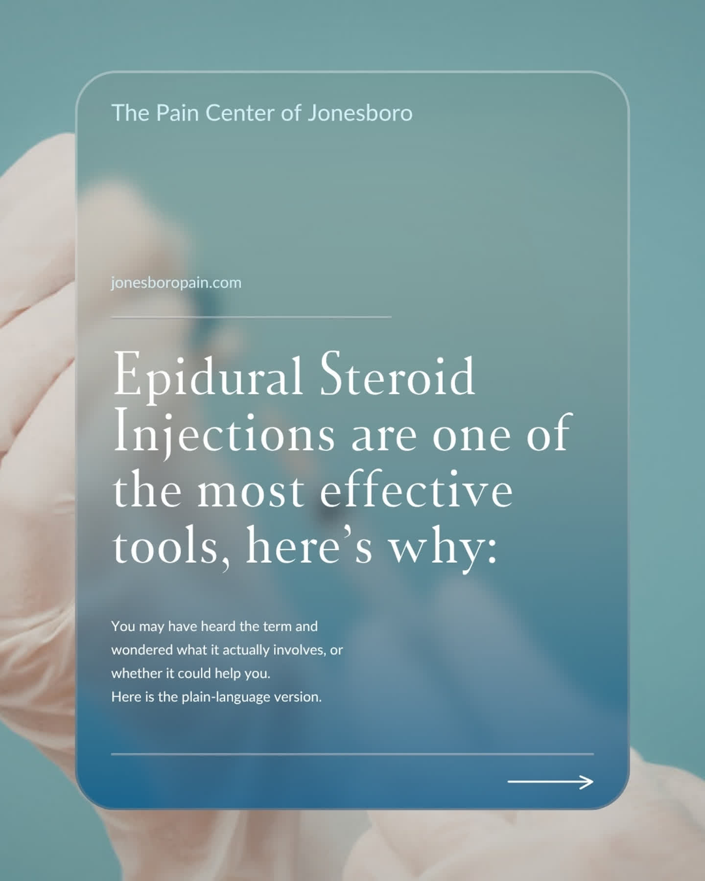 Epidural steroid injections are one of the most effective tools in pain management, and there is a clear reason why.
Instead of masking pain from a distance, the medication is placed directly around the irritated nerves in your spine, guided by live imaging for precision. For back pain, neck pain, and sciatica, calming that inflammation at the source can bring real relief.
Swipe through to see how it works and what to expect.
Curious whether you are a candidate? That is a quick conversation.
📞 (870) 972-0411
#EpiduralBlock #BackPain #Sciatica #InterventionalPain #PainManagement #JonesboroAR #ThePainCenter