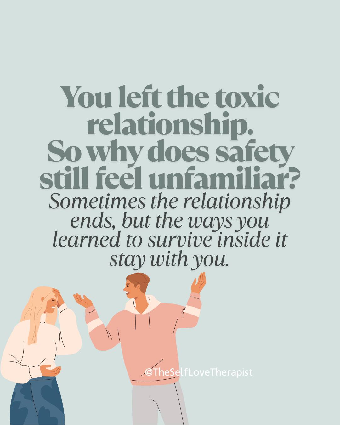 You left the relationship, but the ways you learned to survive inside it might still be with you.
Sometimes healing isn't only about leaving unsafe people behind. It also includes noticing what happens when old adaptations show up in new relationships.
You might find yourself expecting rejection, struggling to trust consistency, or feeling unsettled by care that comes without conditions.
These responses often make sense when viewed in the context of your experiences. They developed for a reason.
Our nervous systems don't always recognise safety the moment it arrives.
Part of healing can be learning to hold two truths at once: the past shaped you, and your current relationships may offer something different.
What trauma response have you noticed following you into relationships that feel safer than the ones you've known before?
#TheSelfLoveTherapist #RelationalTrauma #HealingRelationships #PeoplePleasingRecovery #TraumaAwareness