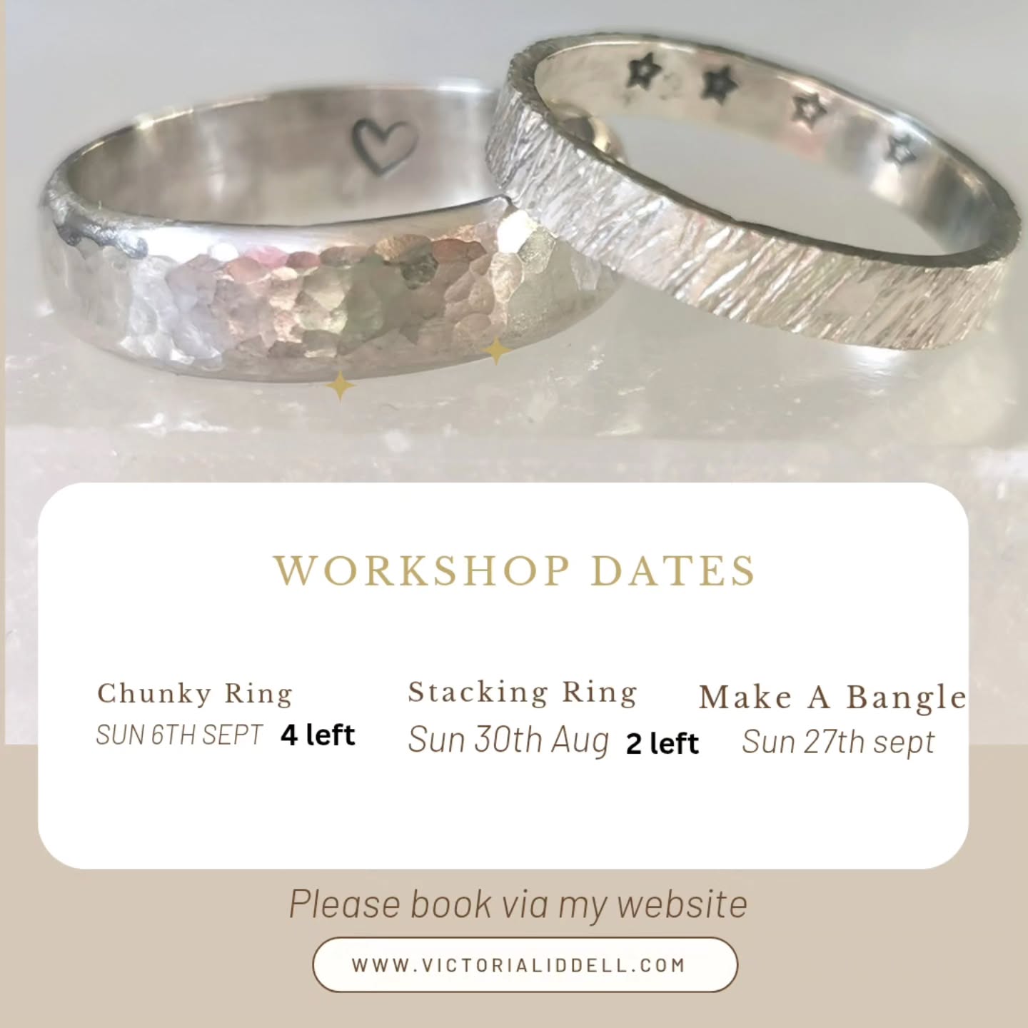 Only a few places left for my workshops. These are the only ones I will be doing until October.
Any questions please just ask.