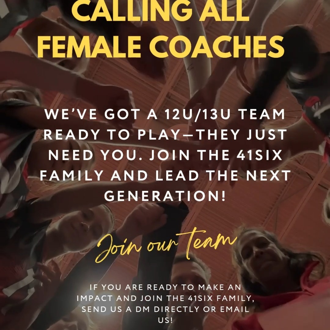 ✨ What We’re Looking For:
A Positive Mentor: Someone passionate about empowering young female athletes on and off the court.
Game Knowledge: Strong understanding of fundamental skills for the 12U/13U age group.
Energy & Leadership: Ready to build a supportive, competitive, and fun team culture!
📩 How to Apply / Get in Touch:
If you’re ready to make an impact and join the 41SIX family, send us a DM directly or email us!
Know someone who would be perfect for this role? Tag them in the comments below! 👇
Hashtags:
#41SIXVolleyball #VolleyballCoach #GirlsVolleyball #YouthVolleyball #CoachOpportunity #WomenInSports #VolleyballLife #12UVolleyball #13UVolleyball #VolleyballCommunity #CoachingOpportunity