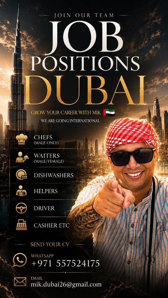 We have got 2000+ applications! That's wow
Give us some time to reach you all, thanks for patience.
#MIKd1 is growing.
Our first branch is in dubai and the second is coming soon.
#businessbaydubai #restaurant #Jobs