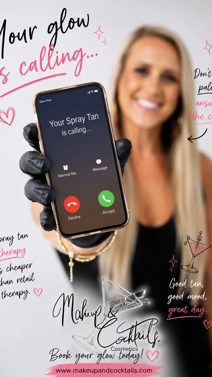 📞 Your glow is calling… are you answering? ☀️✨
Don’t let pale skin crash your summer plans. Whether you’re headed to a wedding, vacation, girls’ night, date night, or just want that fresh-off-the-beach glow, a flawless spray tan is only one appointment away.
🤎 Custom color matched to YOU
✨ Streak-free, natural-looking results
🚗 Mobile appointments available
📅 Book your appointment today at www.makeupandcocktails.com
Tag your tanning bestie who needs to answer the call! 📲💕
#SprayTan #TexasSprayTan #GlowUp #CustomSprayTan #MakeupAndCocktails