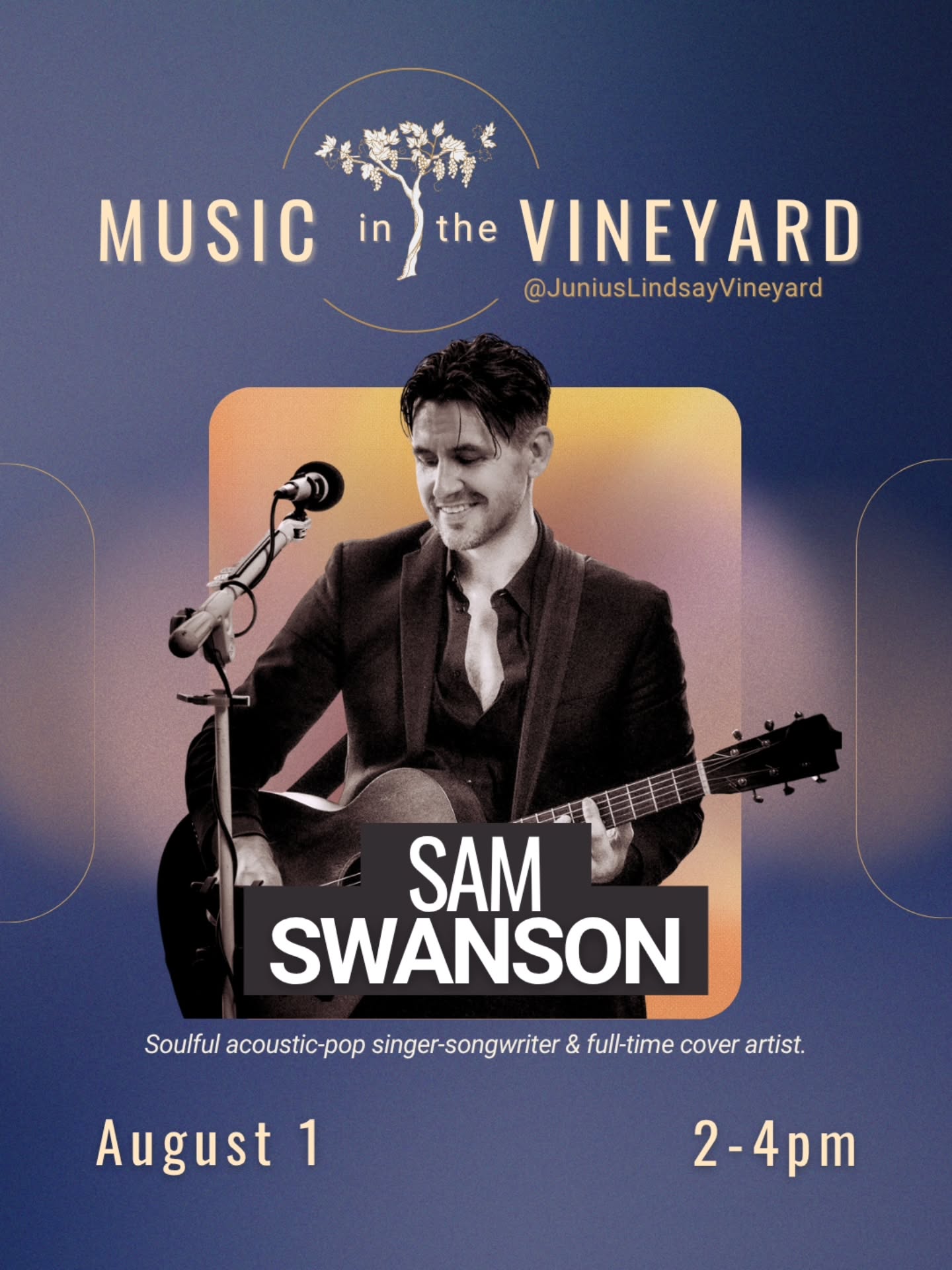 The great Sam Swanson will be bringing the tunes to JLV this Saturday from 2-4pm! Don't miss out on his one of kind sound. It's going to be a perfect day for wine and music.
Picnics and snacks are encouraged. As a reminder, we are family and pet friendly. 💕
@samswansonmusic