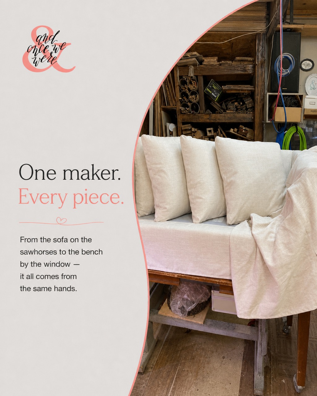Most people bring us a chair.
Just the one. The tired armchair that never quite recovered, or the dining seats worn soft in all the wrong places. And that's a lovely place to start.
What they don't always know is that the same hands that reupholster that chair also build the bench by the window. Sew the pillows. Restyle the headboard. Stitch the cushions that pull it all together.
Think of a chef who can run every station. Each dish carries through from one to the next, because it's all coming from the same kitchen, the same idea, the same care.
A room made this way holds together in a quiet way. The tones speak to each other. The details feel like they belong to one another, because they were made by one pair of hands, with one story in mind.
Sofas, chairs, benches, dining, headboards, pillows. One maker, holding all of it.
So next time, maybe bring more than the chair.
#remadefurnituretoronto #remadefurniturelincoln #andoncewewere #customupholstery #onthebenchupholstery