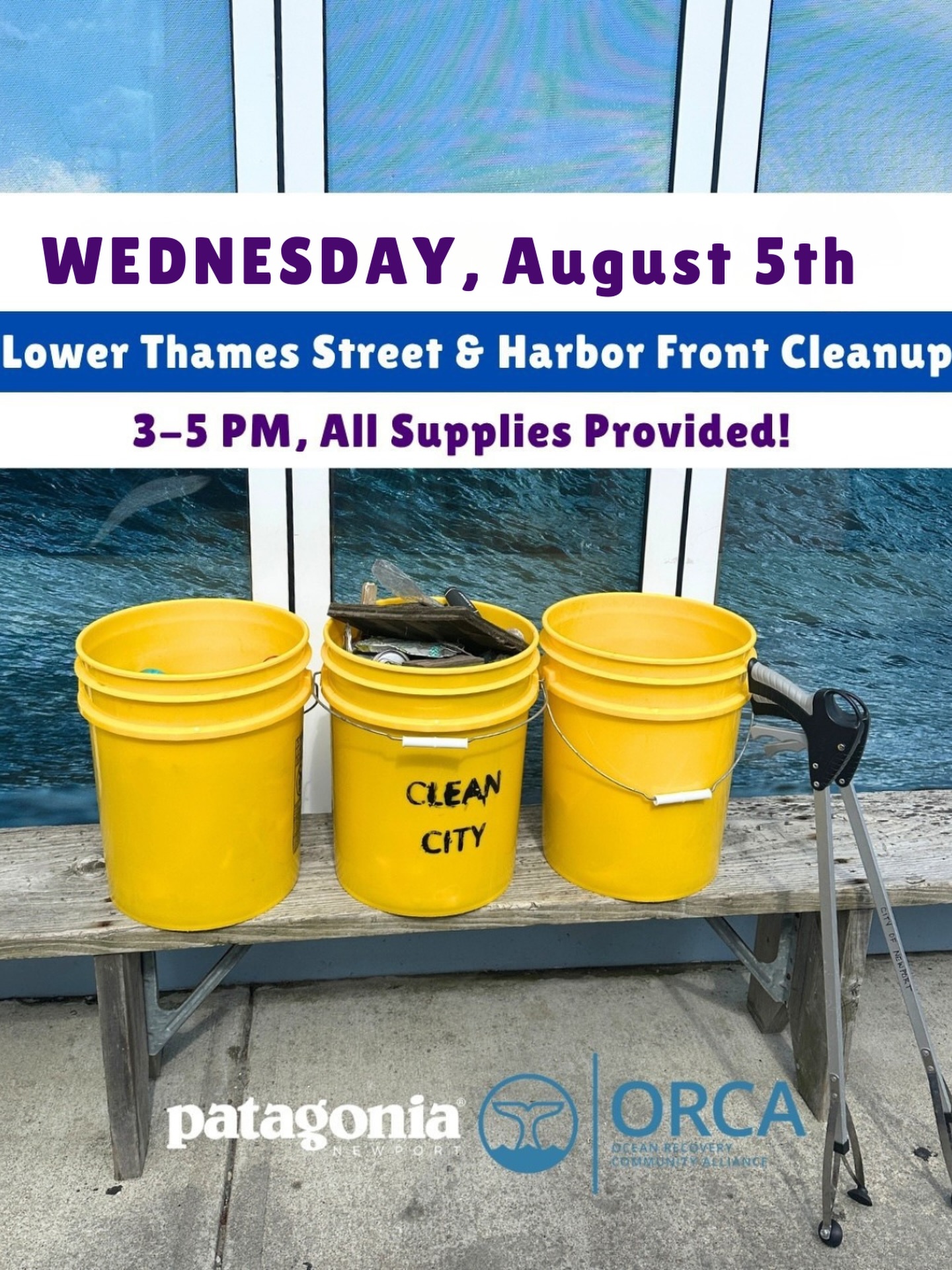 POSTPONED. Today’s cleanup in Newport is postponed to next Wednesday, August 5th at 3pm