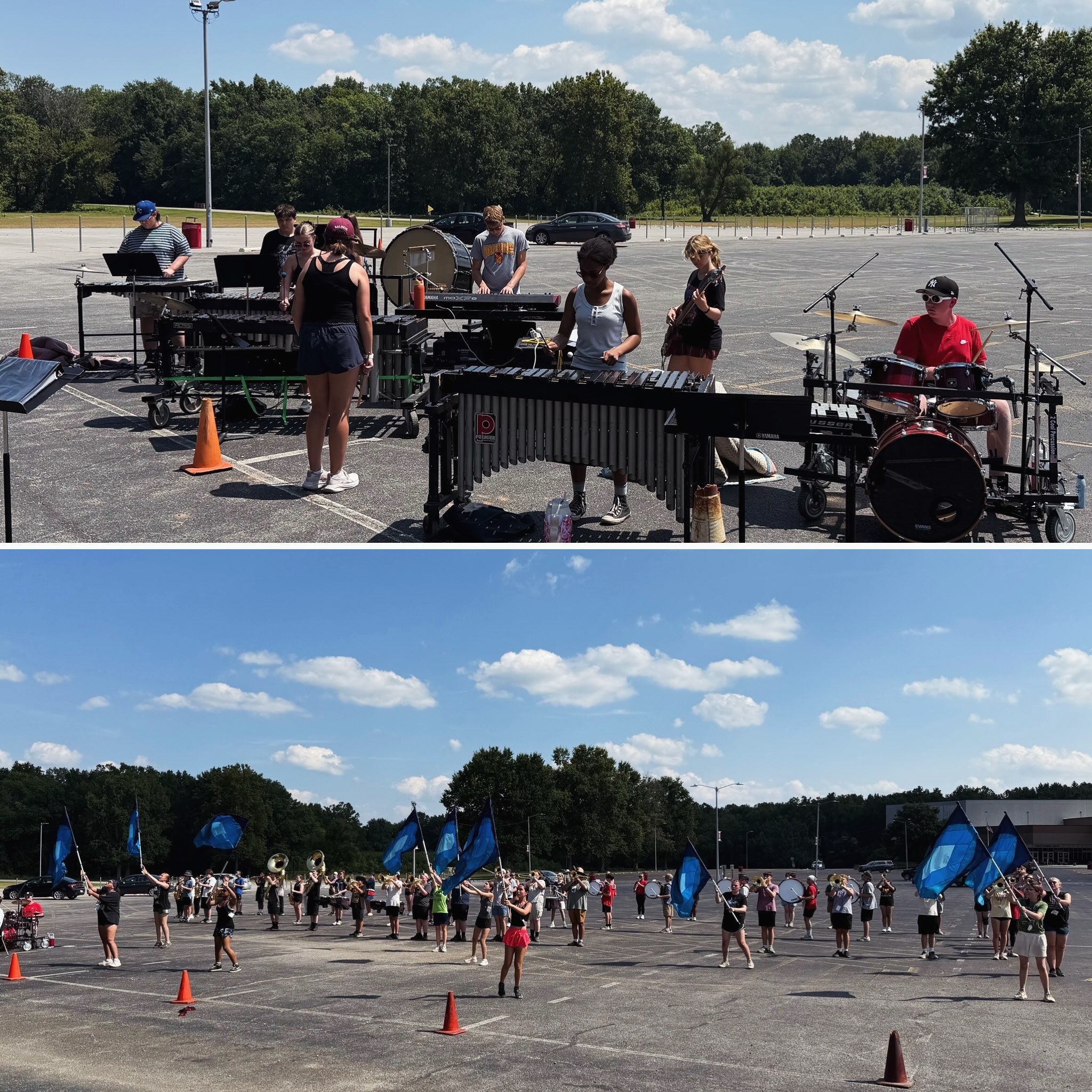 CE Band Camp Week 1 was a success! Things these kids accomplished:
-Opener (our hardest movement) on the field!
-Music Memory work on Everybody Loves the Blues and Blue Skies completed.
-Learning the fundamentals of feet in time and change of direction, both in the Basics Block and the Drill.
-Leadership team met Monday for their first meeting and came up with theme days for camp, as well as some great ideas for the season and new school year.
-Students focused on their physical fitness, doing stretching each morning, arm and leg exercises, and running. We will continue to make this a focal point going into next week!
-Initial Readings of SSB, School Song, and Fight Song are completed. We will continue to polish and clean next week.
I am very proud of our progress, let's keep this momentum going for Week 2. Have a good weekend CE!
Mr. W