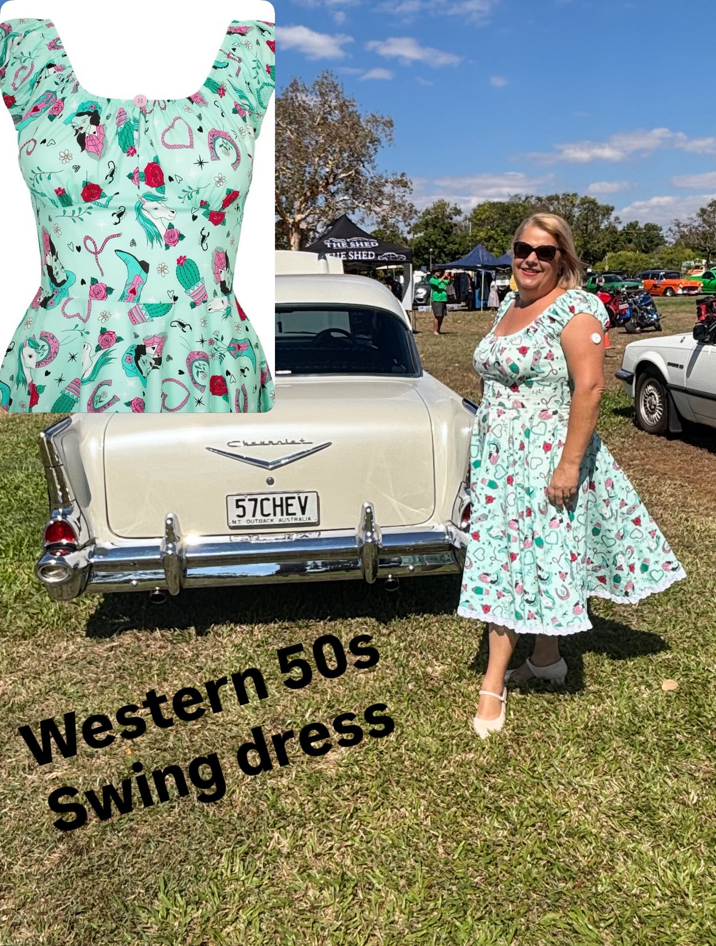 What a dress - Kellie Dress - 50s Style in Western Print
✅ Stunning mint colour
✅ Fun vibrant print
✅ Flattering scooped neckline
✅ white lace hem
✅ Pockets
This dress is fun, a little flirty and oh so flattering.
#check it out at https://www.rumblinghearts.com.au/product-page/kellie-dress
#funandflirty
