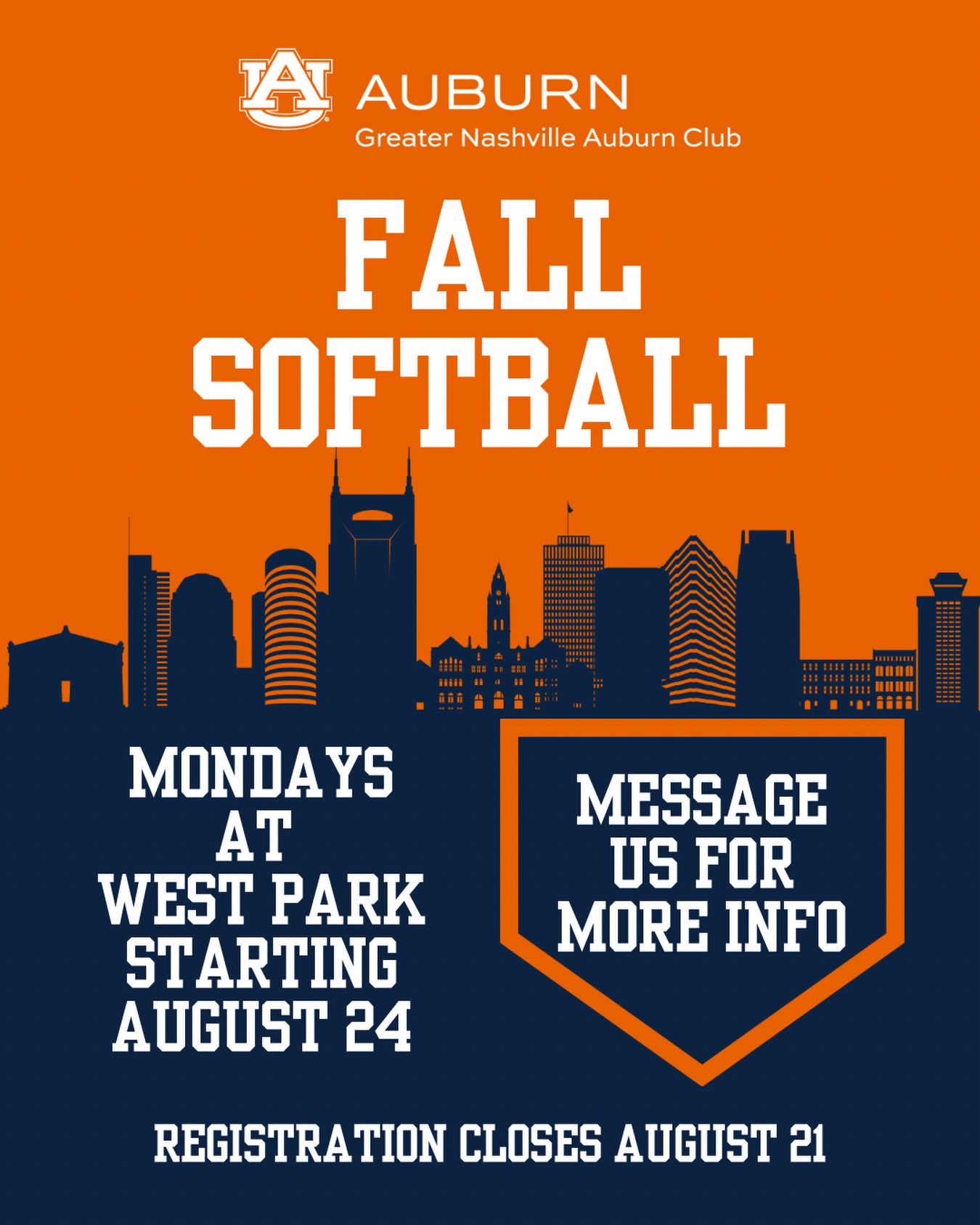 The GNAC Softball team is looking for new players! They play on Monday nights at West Park starting August 24. Message us for registration details!