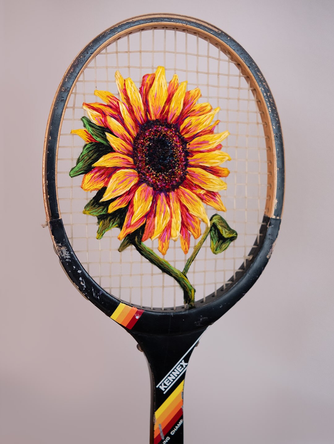 Everybody loves the sunshine 🔆🌻✨
Thought I’d pop this here before the weekend! Sun can come in many forms. I hope this weekend it beams from your face.
This is an edition of my What a Racket series that was released earlier this year to celebrate 10 years of this series! What a ride!
#embroidery #needlework #whataracket #threadpainting #upcycle