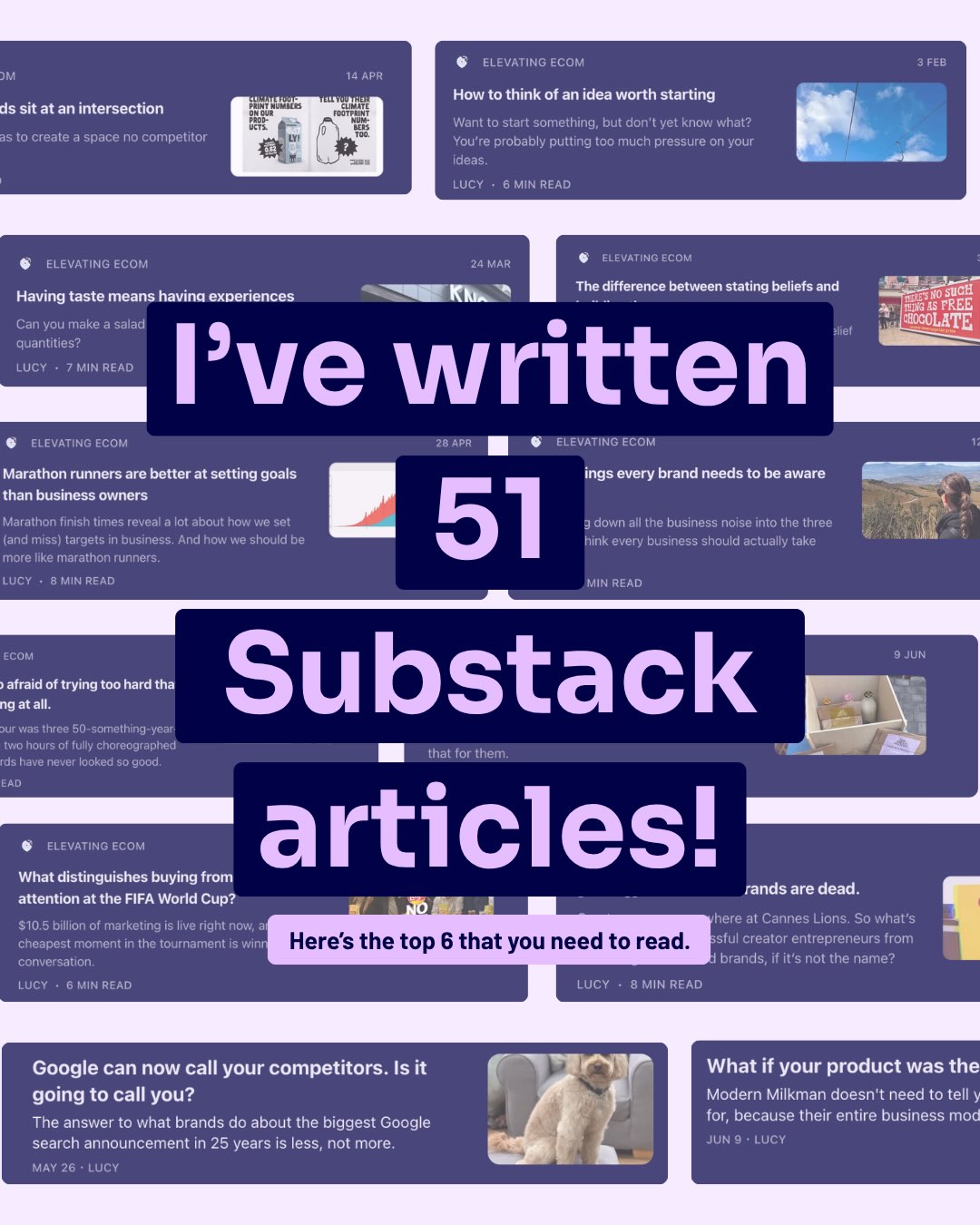 I have been writing articles on Substack for an entire year!
52 weeks and 50 articles later (today is week 53 and article number 51!), and there’s a whole book full of knowledge on there. But if you’re late to the party, which are the top ones you should read?
Fortunately I’ve picked them out for you!
Did your favourite topic not make the list? Or have you got an idea you’d like me to write about? I’d love to hear any and all thoughts!
And if you haven’t already, subscribe to me on Substack and you can get my weekly Tuesday article sent straight to your inbox for free 💌