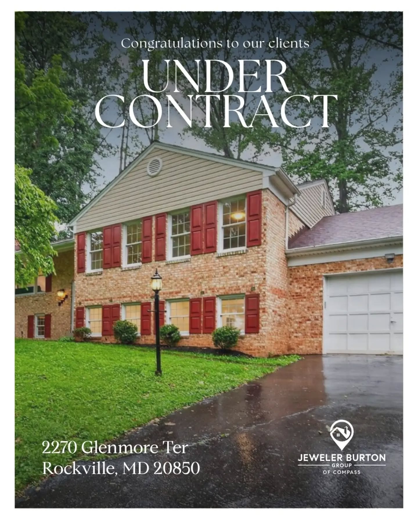 We're under contract at 2270 Glenmore Ter in Rockville.
Congratulations to our clients. Thank you for trusting us with this next step. We're excited for what's ahead for you.
Perched at the end of a quiet cul-de-sac in the sought-after Wootton cluster, this five-bedroom split foyer offers a renovated main level, a screened porch with vaulted ceilings, and a private, secluded backyard just minutes from parks, shopping, and 270.
Thinking about buying or selling? We'd love to help you make your move.
2270 Glenmore Ter, Rockville, MD 20850
Aaron Jeweler
JewelerBurton.com
#JewelerBurtonGroup #Rockville #CompassRealty