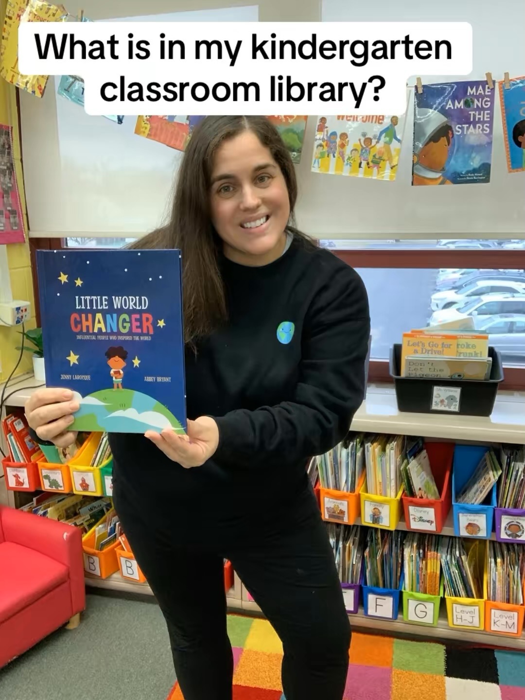 Here is what is in my classroom library in my kindergarten classroom as a kindergarten teacher. My classroom is rainbow themed and my classroom library is also very bright and rainbow themed.
1. My Dust cover Book banner is what I get compliments on the most. It has some of my favorite books on there and the students love pointing them out as we read them throughout the school year. It is a great way to also provide inclusive in a beautiful way.
2. The furniture in my library for 15 years was hand-me-down furniture. This chair was in my dorm room in college. Yes the color is ugly but it is my students absolute favorite spot to sit in. I am so excited to get new furniture this school year. Follow along to see my new library.
3. my book bins are from target dollar spot I spent about 2 to 3 years collecting all of the bins in rainbow order. You can also get them from Lakeshore learning. I just love how much they brighten up the space.
4. My book bins have labels on every book bin. The labels fit into the adhesive target dollar spot label holders. Each label has words and a picture to help the students put back the books in the correct bin.
5. And most of my books I have a picture sticker that matches the label to help students put back the books in the correct spot.
6. Each student has their own book bin that they can go “shopping” for books in our classroom library so that they have their own books to read during quiet reading time.
7. Barbies and stuffed animals Match characters in our classroom library.
8. Most importantly I have diverse books that all students can see themselves in our classroom library. I think that’s the most important part of my classroom library is that all students feel seen welcome and celebrated.
9. I am most proud of my book little world changer in my classroom library. I hope it inspires my students that if I can be an author so can they one day. It is the perfect book to inspire your students and start the school year.
📚 Comment “book bins” to be sent the 🔗 for the labels and stickers
🌎 comment “world” to be sent the 🔗 to my book “Little World Changer”
Classroom library. Classroom decor. Kindergarten.